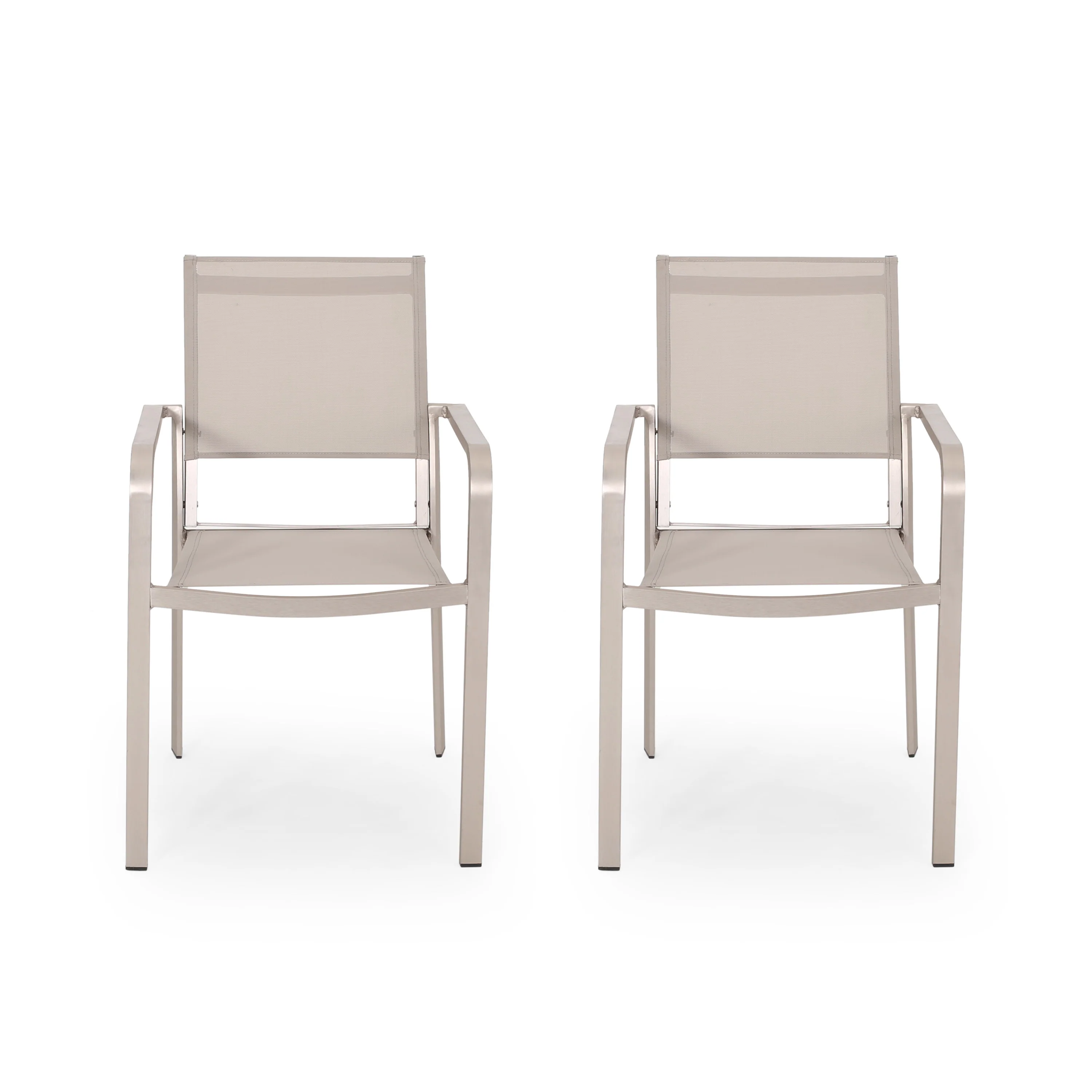 Martin Outdoor Modern Aluminum Dining Chair with Mesh Seat (Set of 2) - furnishings