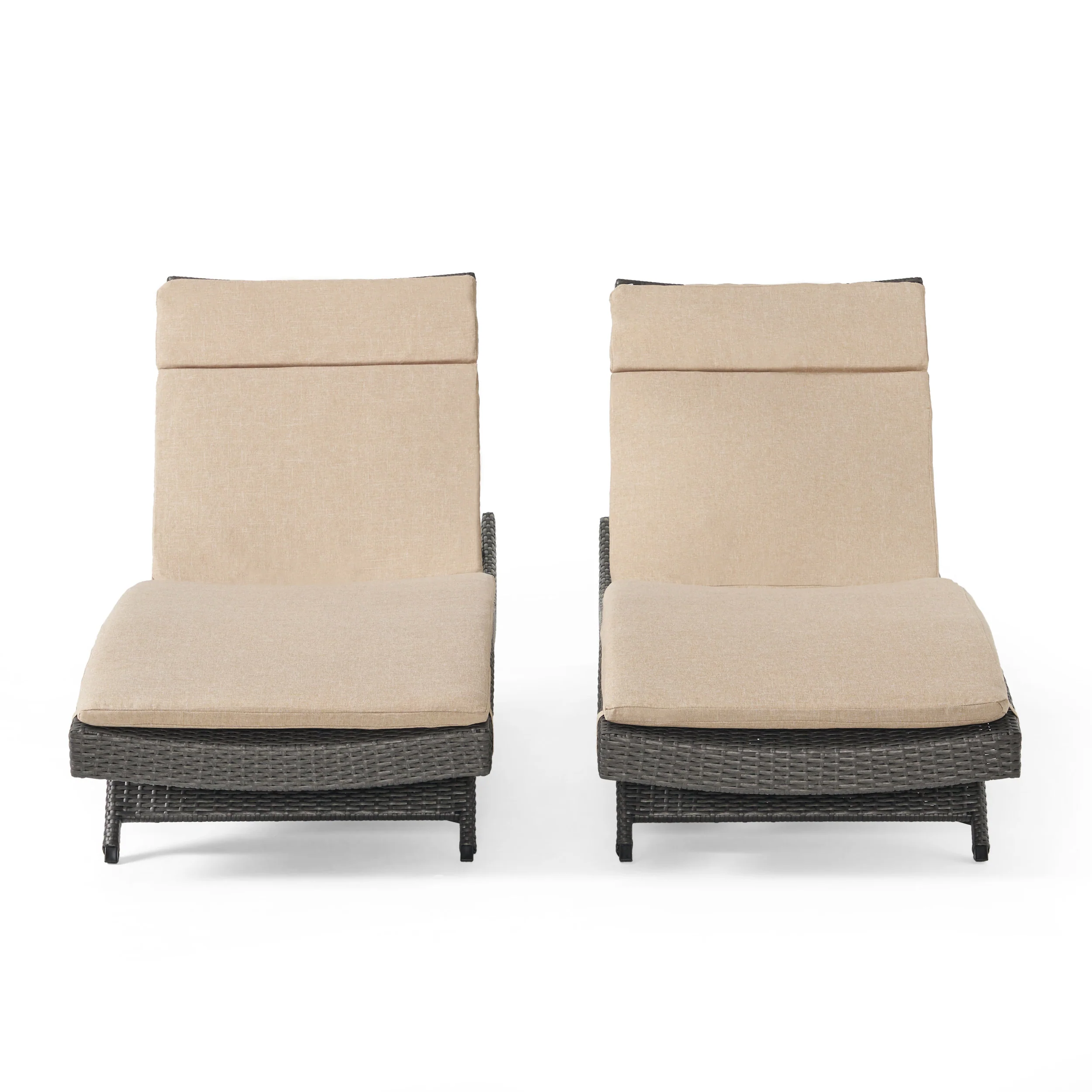 Lakeport Outdoor Grey Wicker Adjustable Chaise Lounge w/ Cushion - furnishings