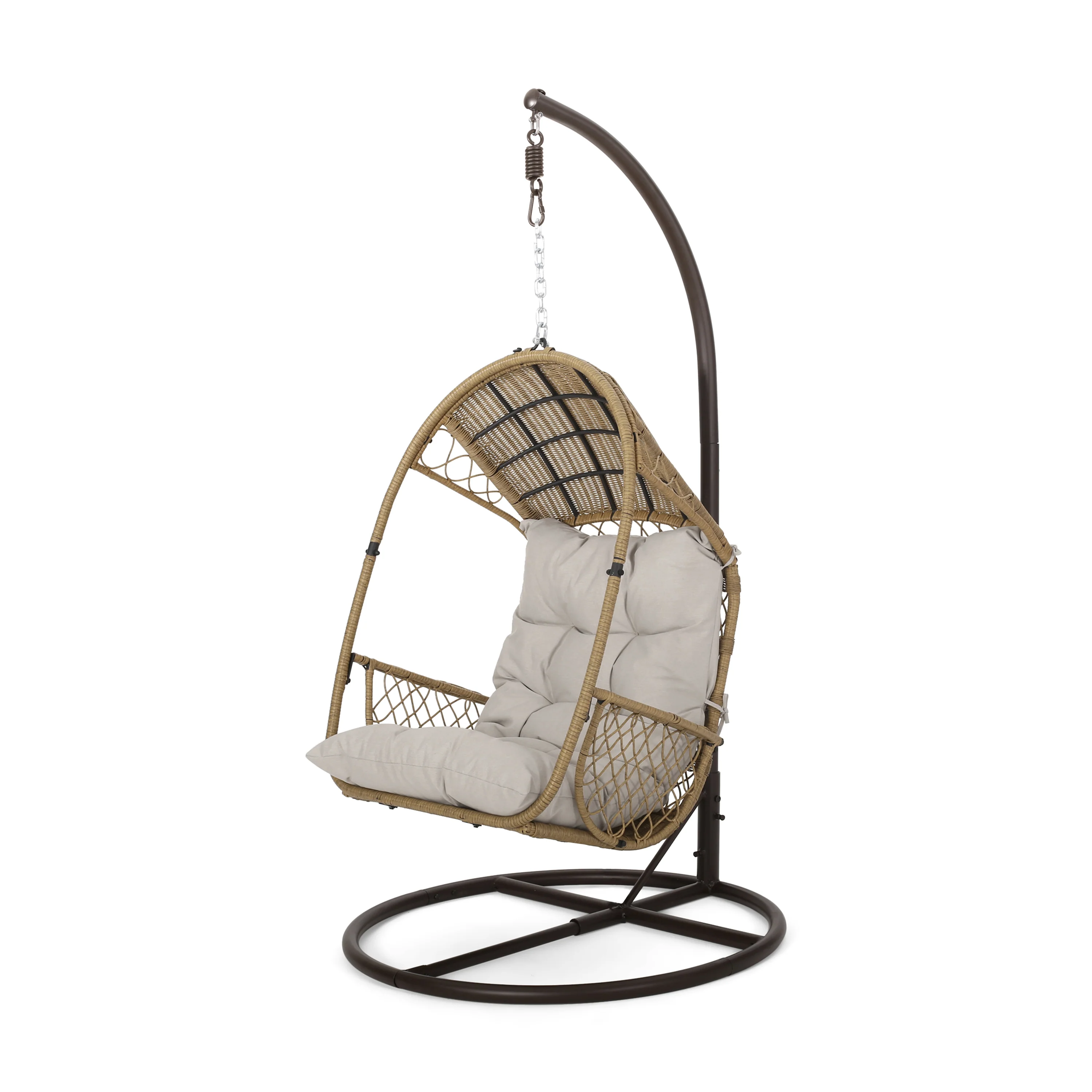 Primo Outdoor Wicker Hanging Basket Egg Chair with Stand - furnishings