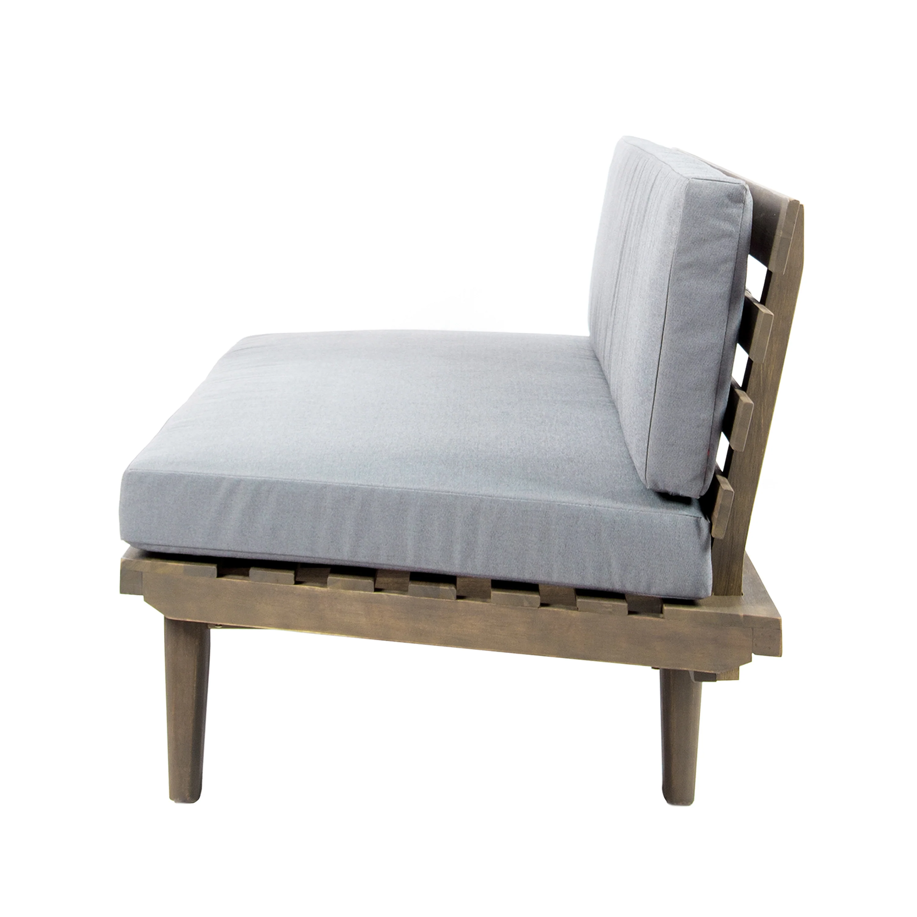 Hillside Mid Century Modern Outdoor Wood Platform Sectional With Built In End Tables & Coffee Table - furnishings