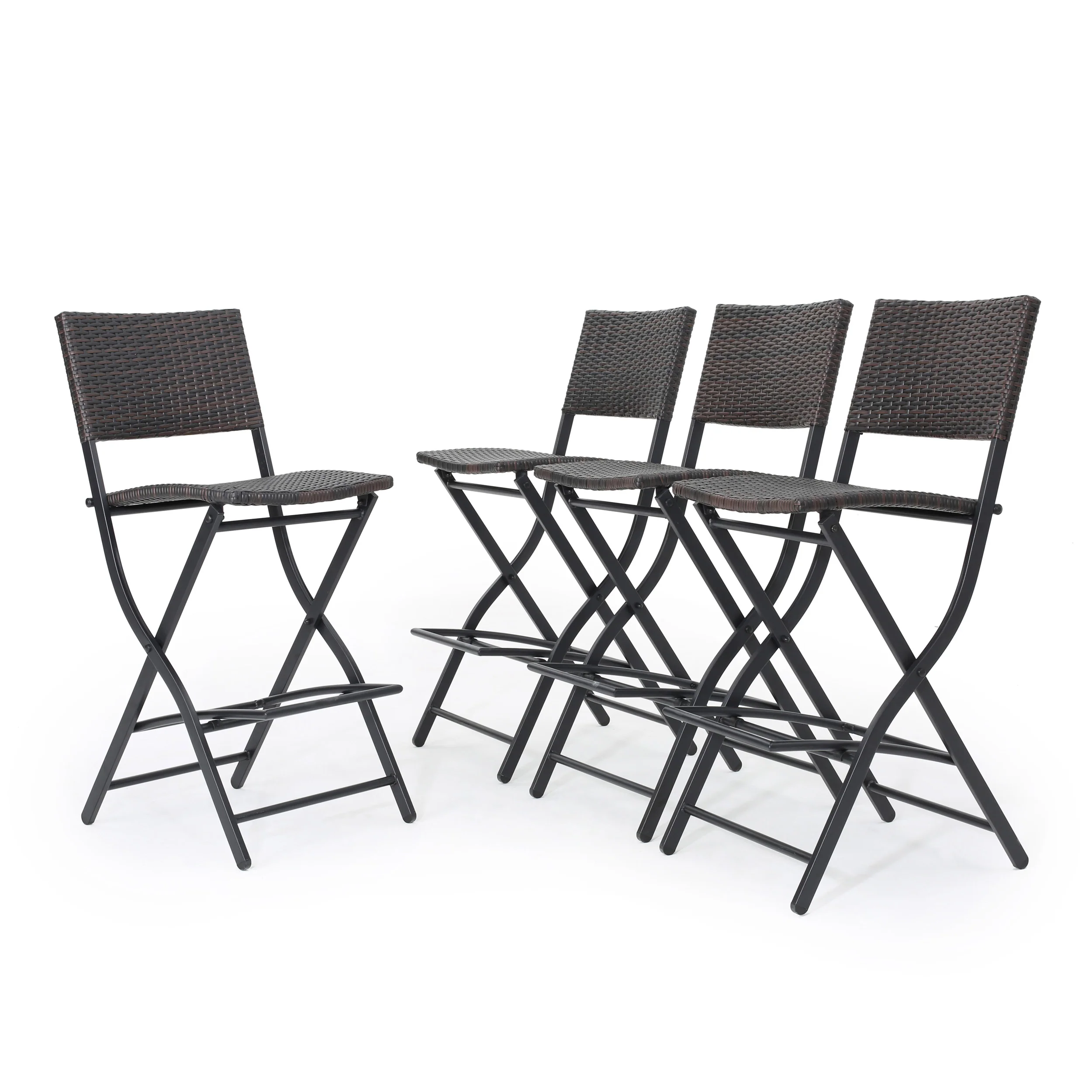 Marinelli Outdoor Multibrown Wicker 28-Inch Barstools (Set of 4) - furnishings