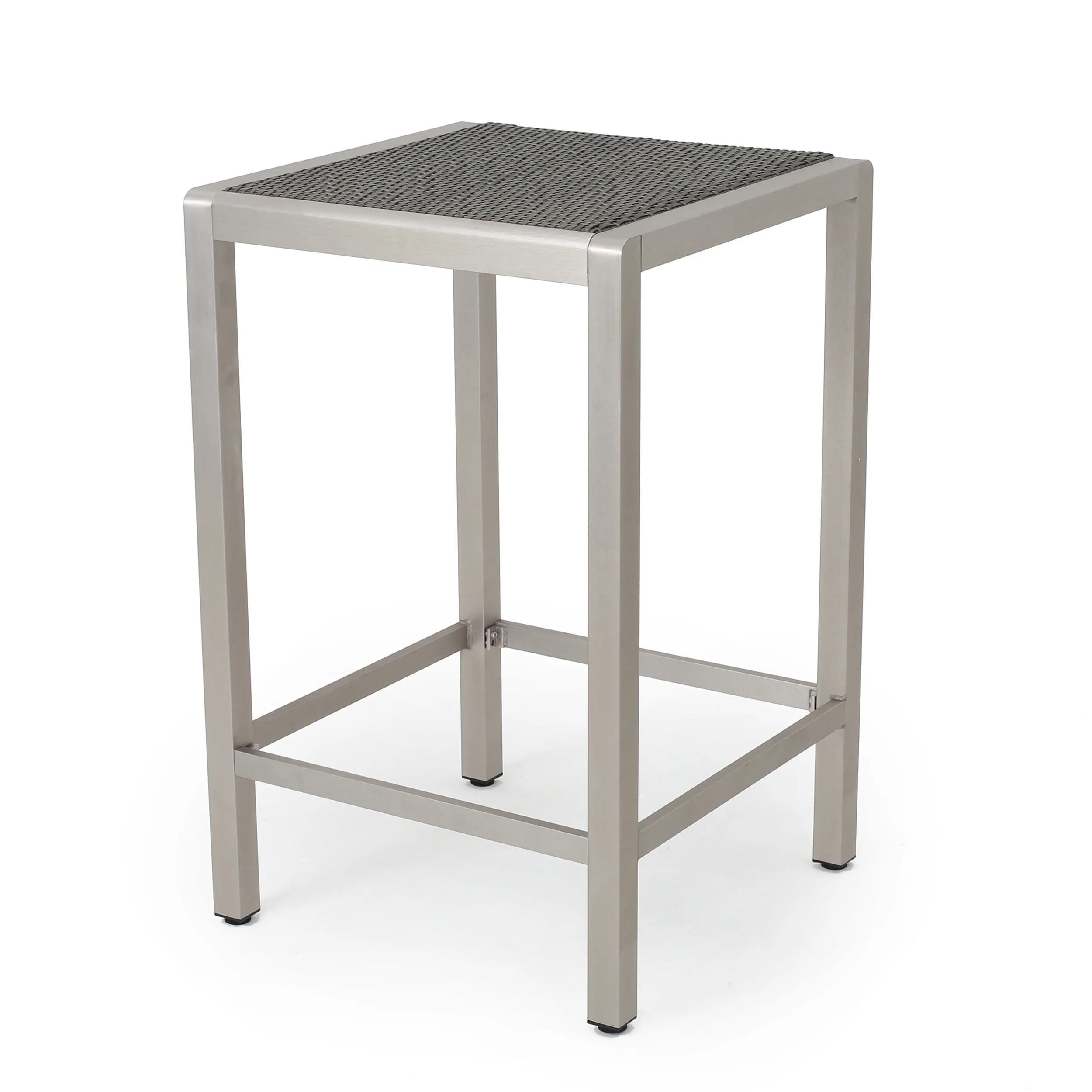 Capral Outdoor Modern Gray Wicker Bar Table with Aluminum Frame - furnishings