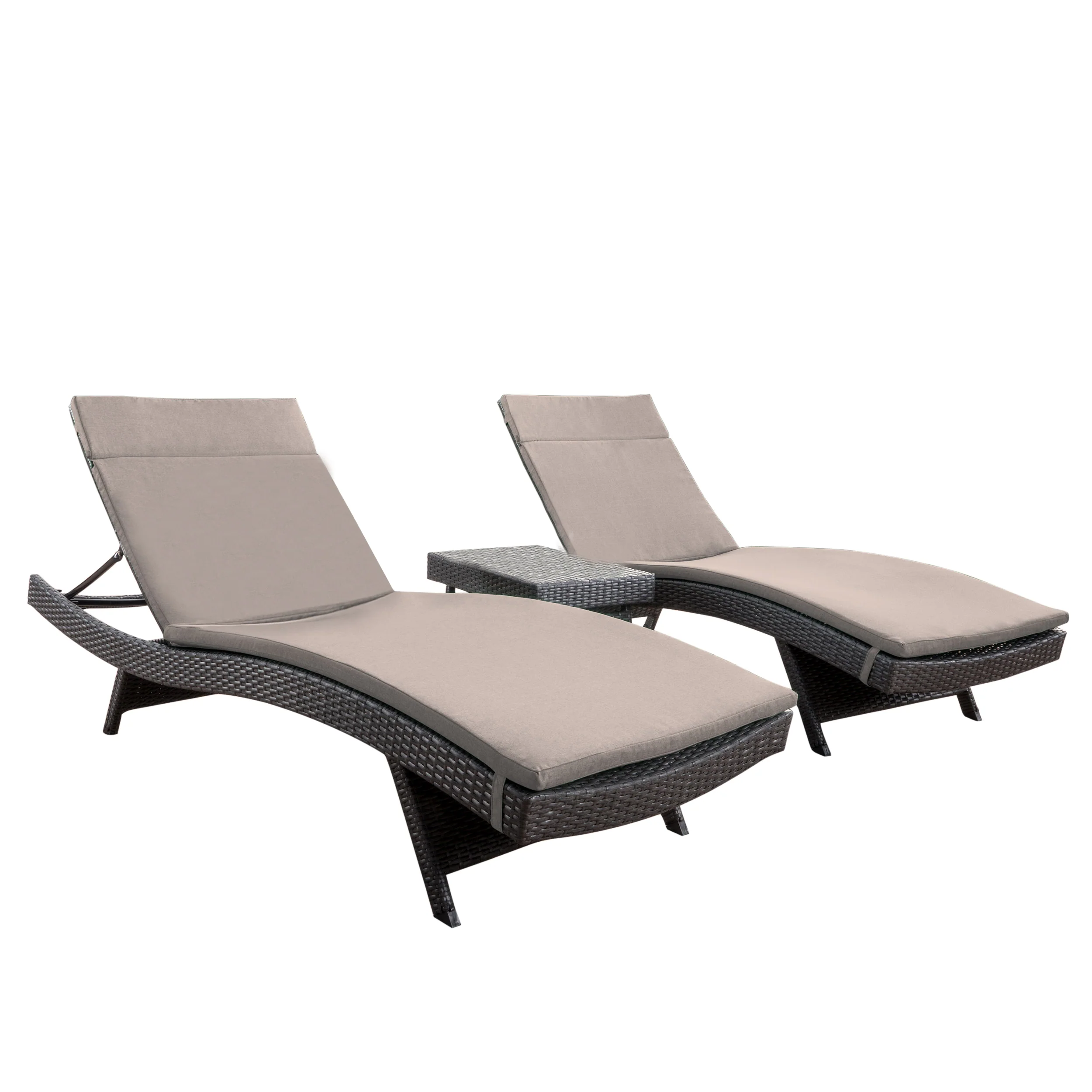 Lakeport 3pc Outdoor Wicker Chaise Lounge Chair & Table Set - furnishings