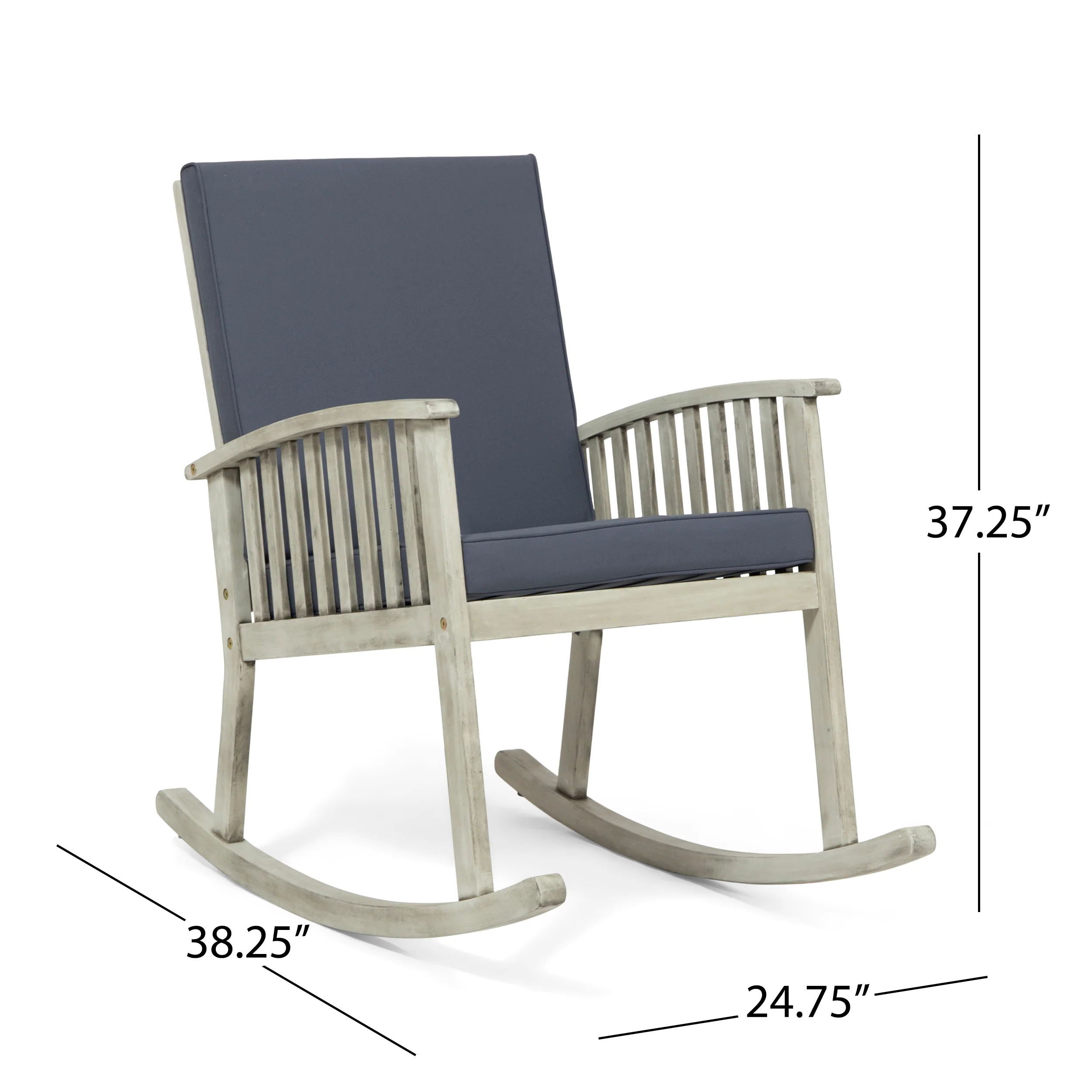 Emma Outdoor Acacia Wood 2 Seater Rocking Chairs and Side Table Set - furnishings