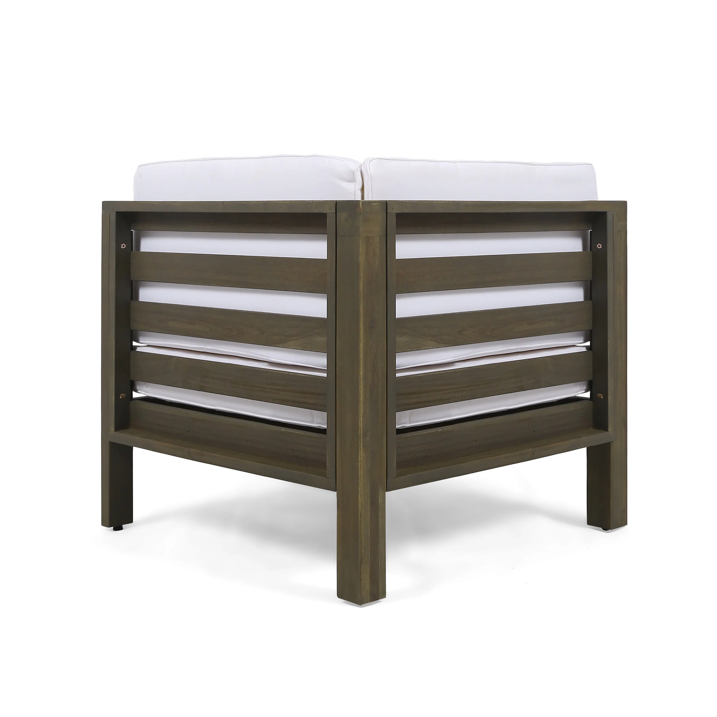 Emma Outdoor 6 Seater Acacia Wood Sectional Sofa and Club Chair Set - furnishings