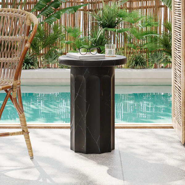 Briare Outdoor Round Concrete Side Table - furnishings
