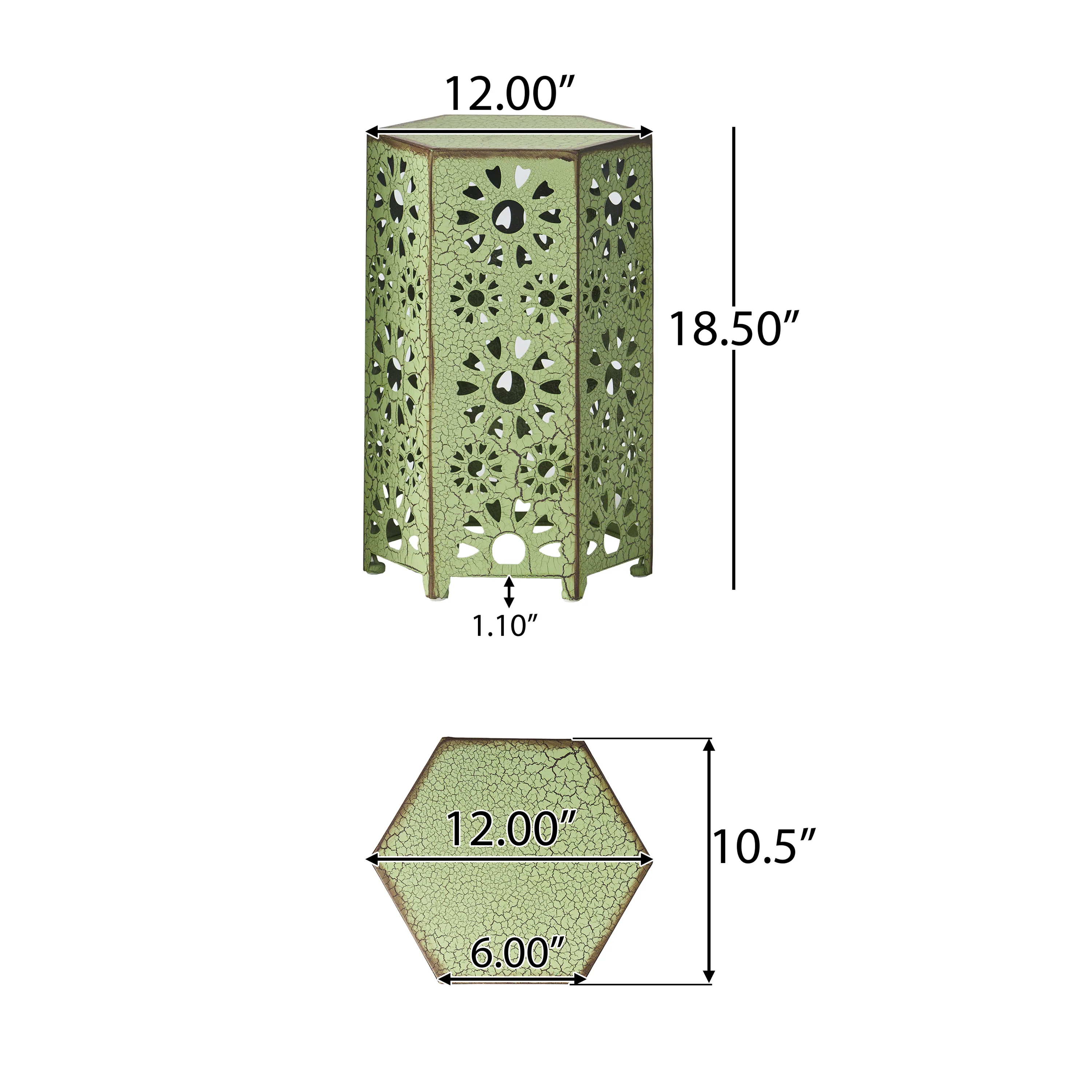 Elliot Outdoor 12 Inch Crackle Green Sunburst Iron Side Table - furnishings