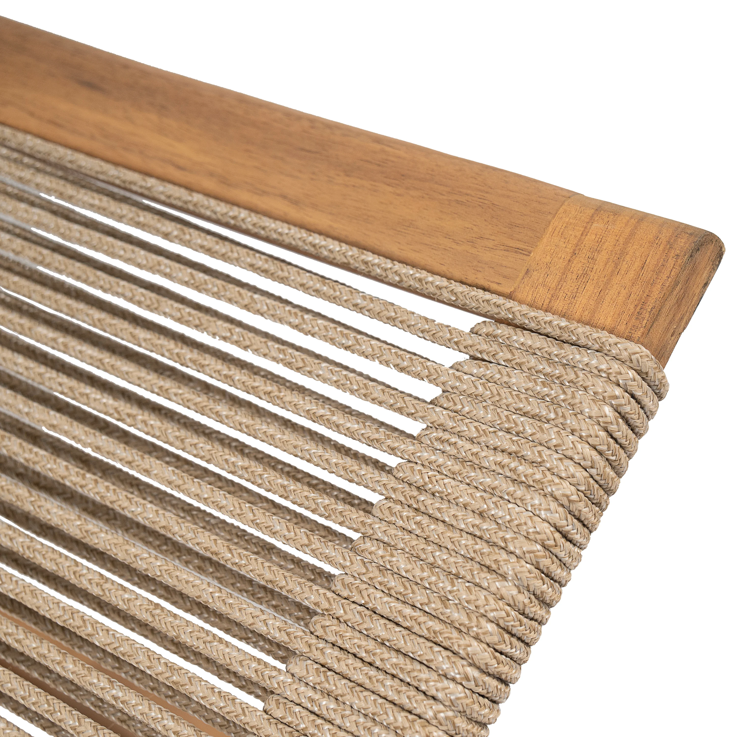 Catalia Outdoor Patio Braided Rope Acacia Wood Rope Chaise Lounge - furnishings