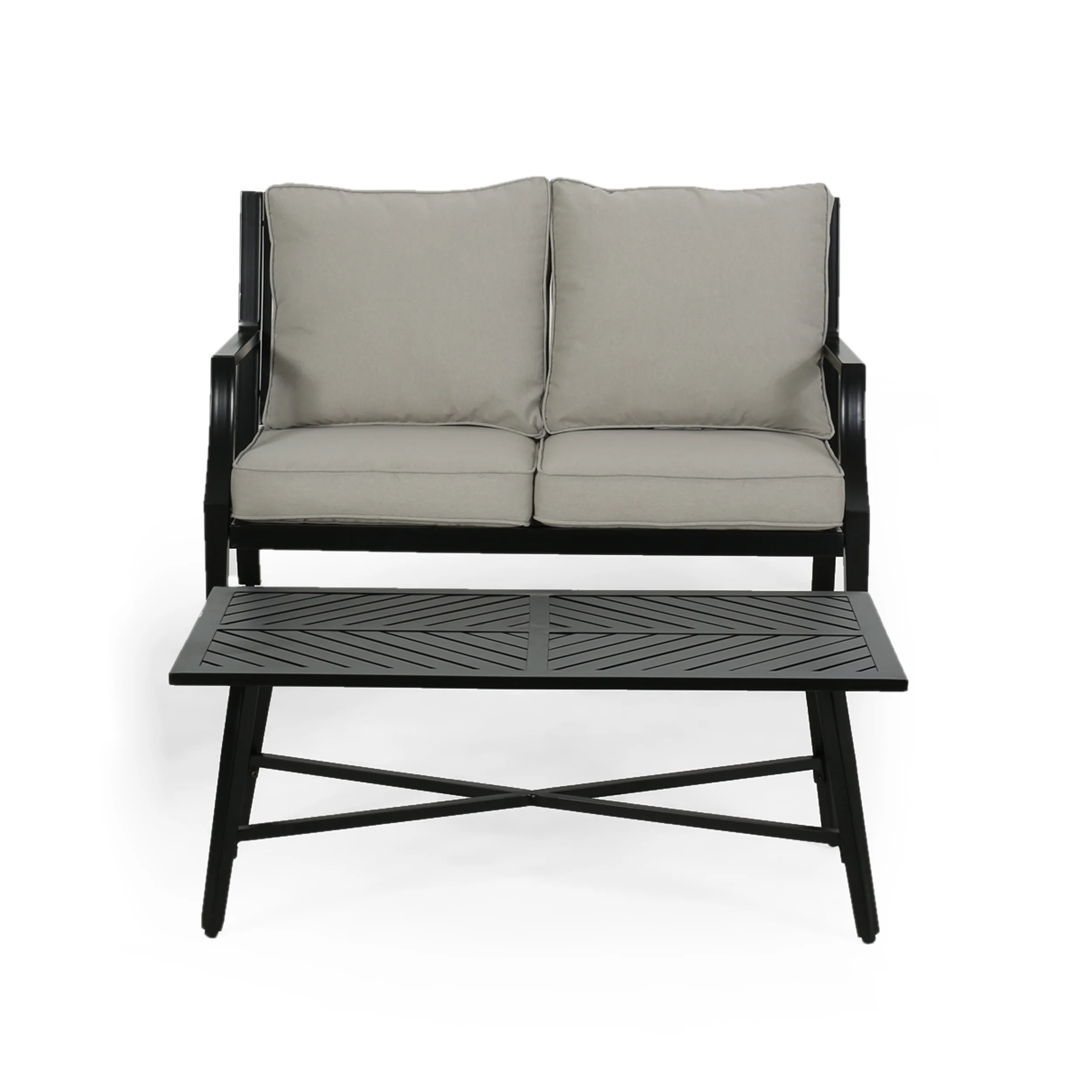Carlson Diego Outdoor Aluminum Loveseat and Coffee Table Set - furnishings