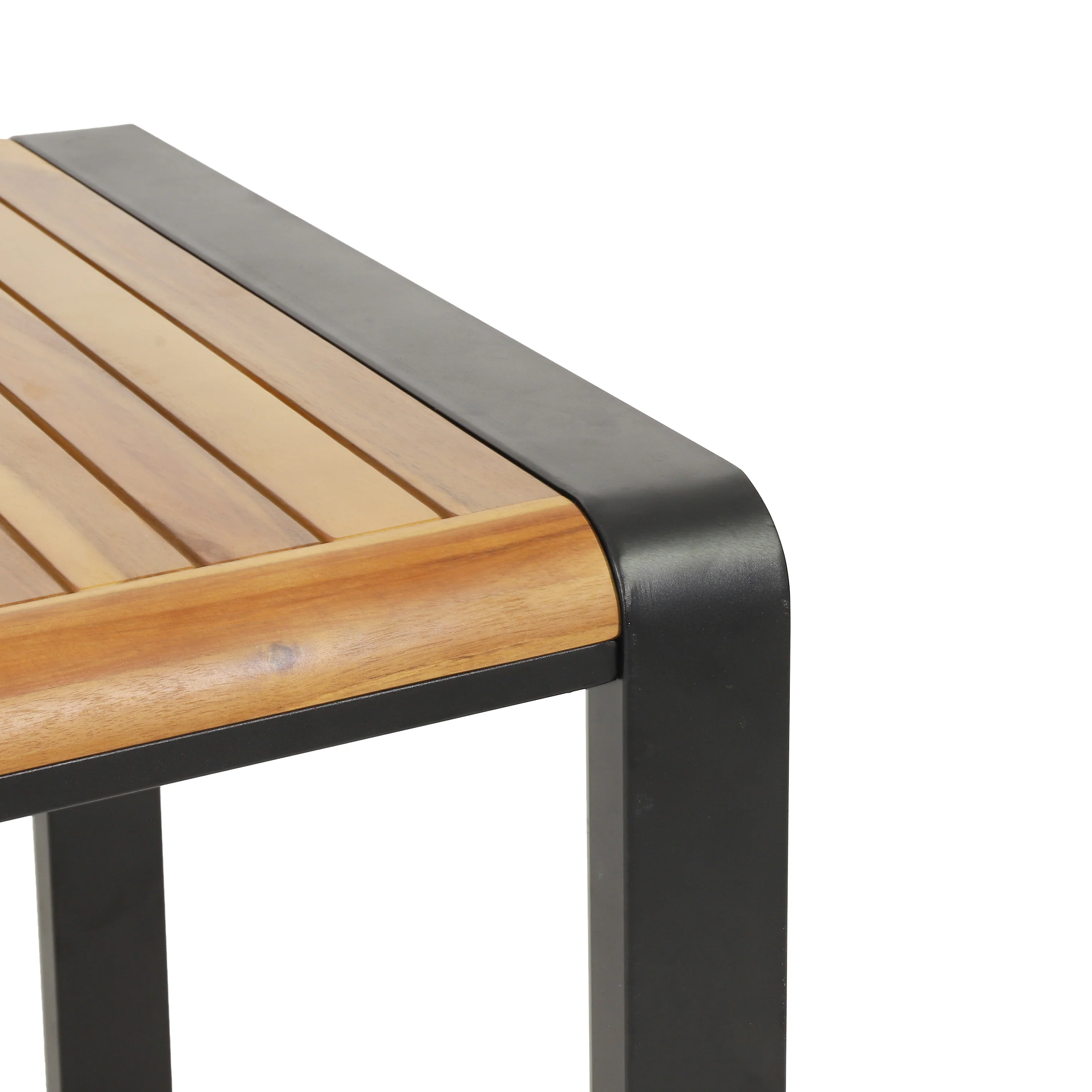 Roseland Outdoor Acacia Wood Dining Table, Teak and Black - furnishings