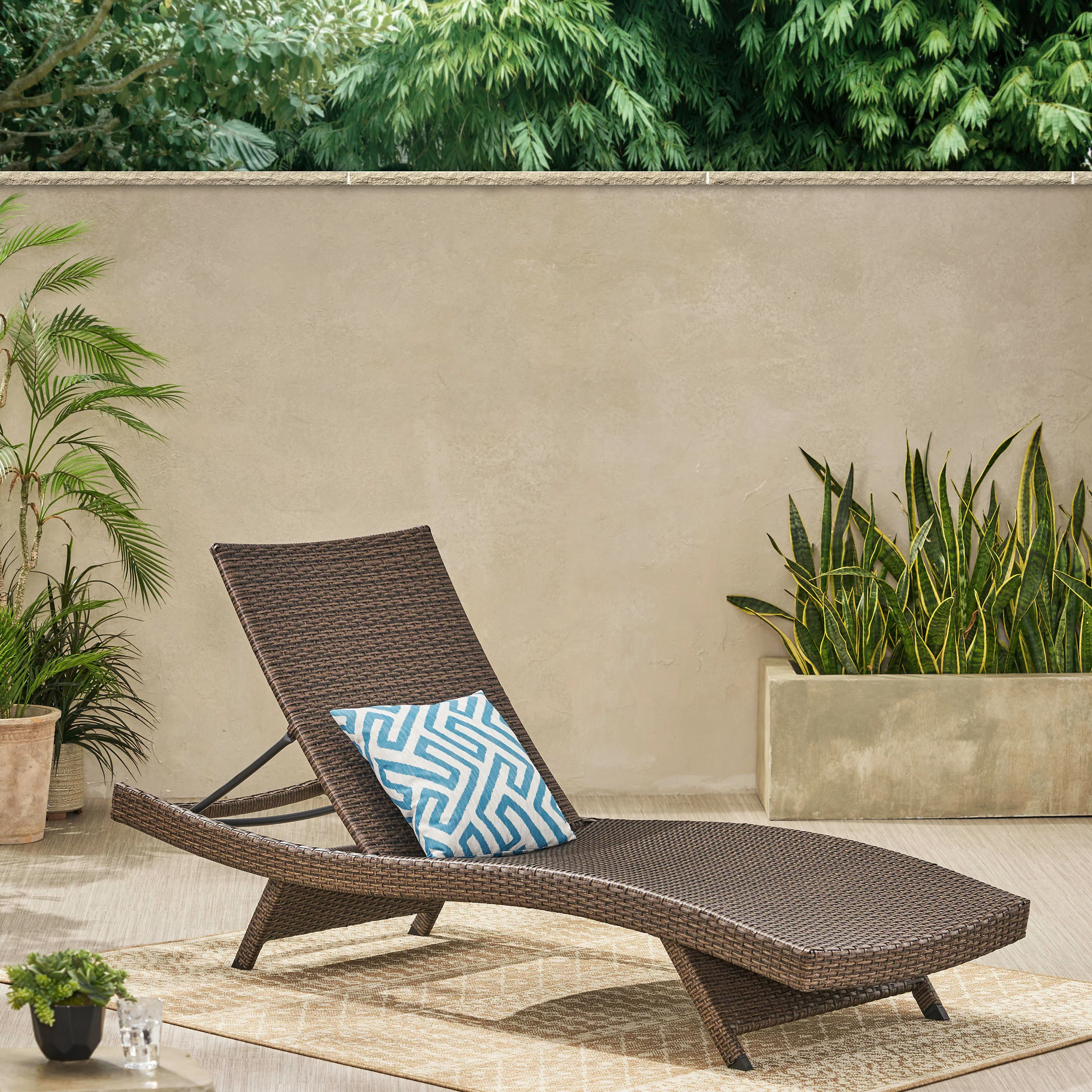 Thira Outdoor Modern Adjustable Wicker Chaise Lounge Chair - furnishings