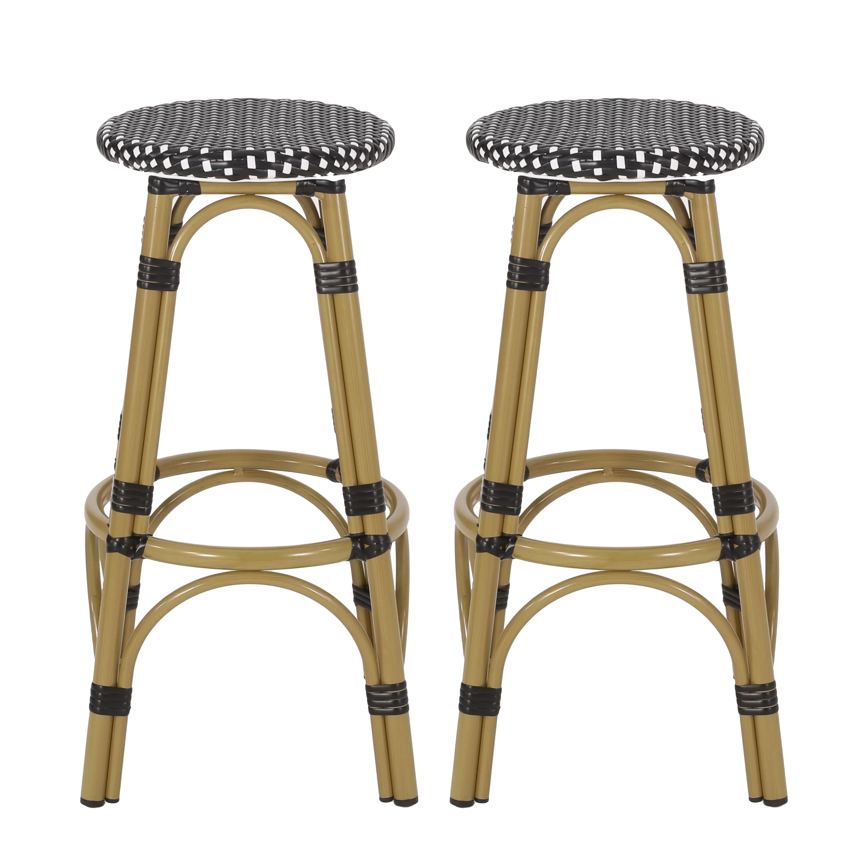 Dohney Outdoor French Aluminum 29.5 Inch Barstools, Set of 2 - furnishings