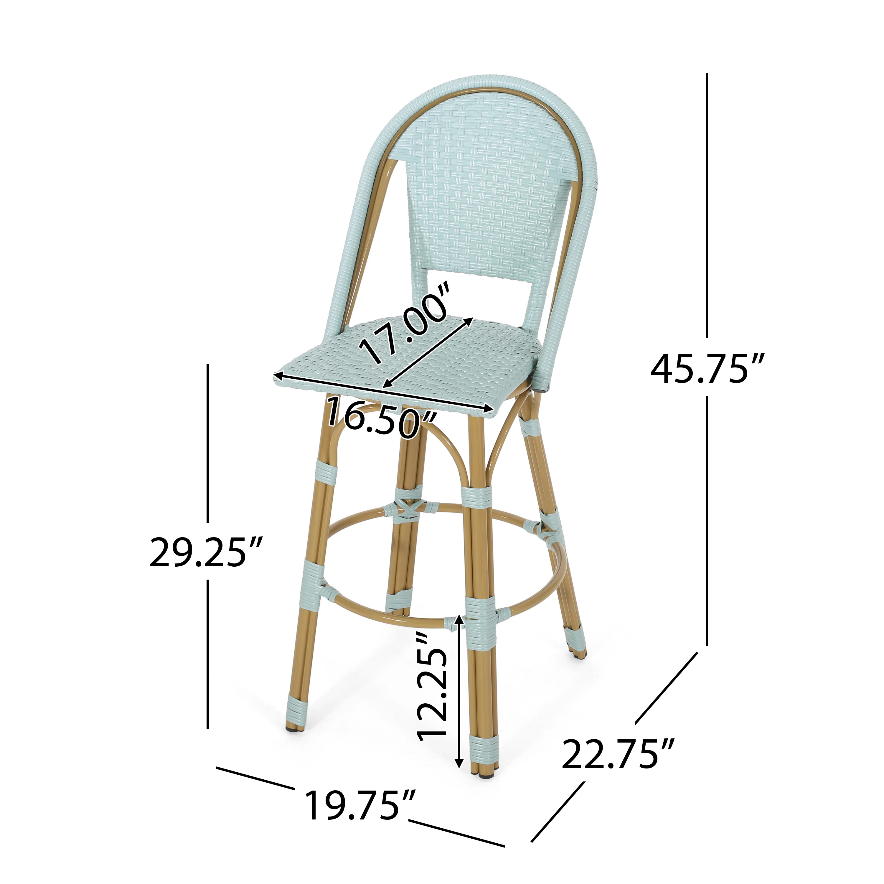 Cotterell Outdoor French Wicker and Aluminum 29.5 Inch Barstools, Set of 2 - furnishings