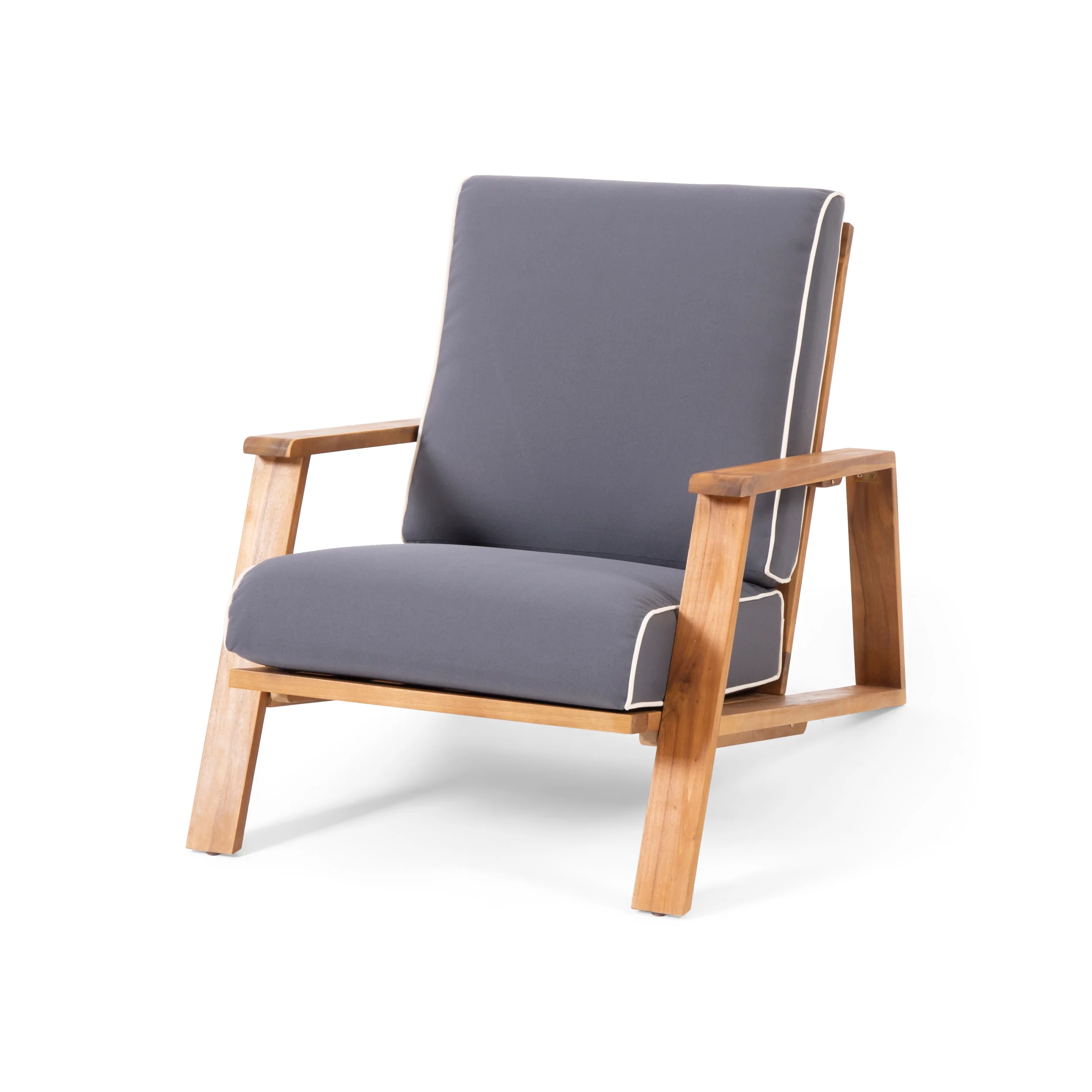 Youssef Outdoor Acacia Wood Club Chair with Cushion - furnishings