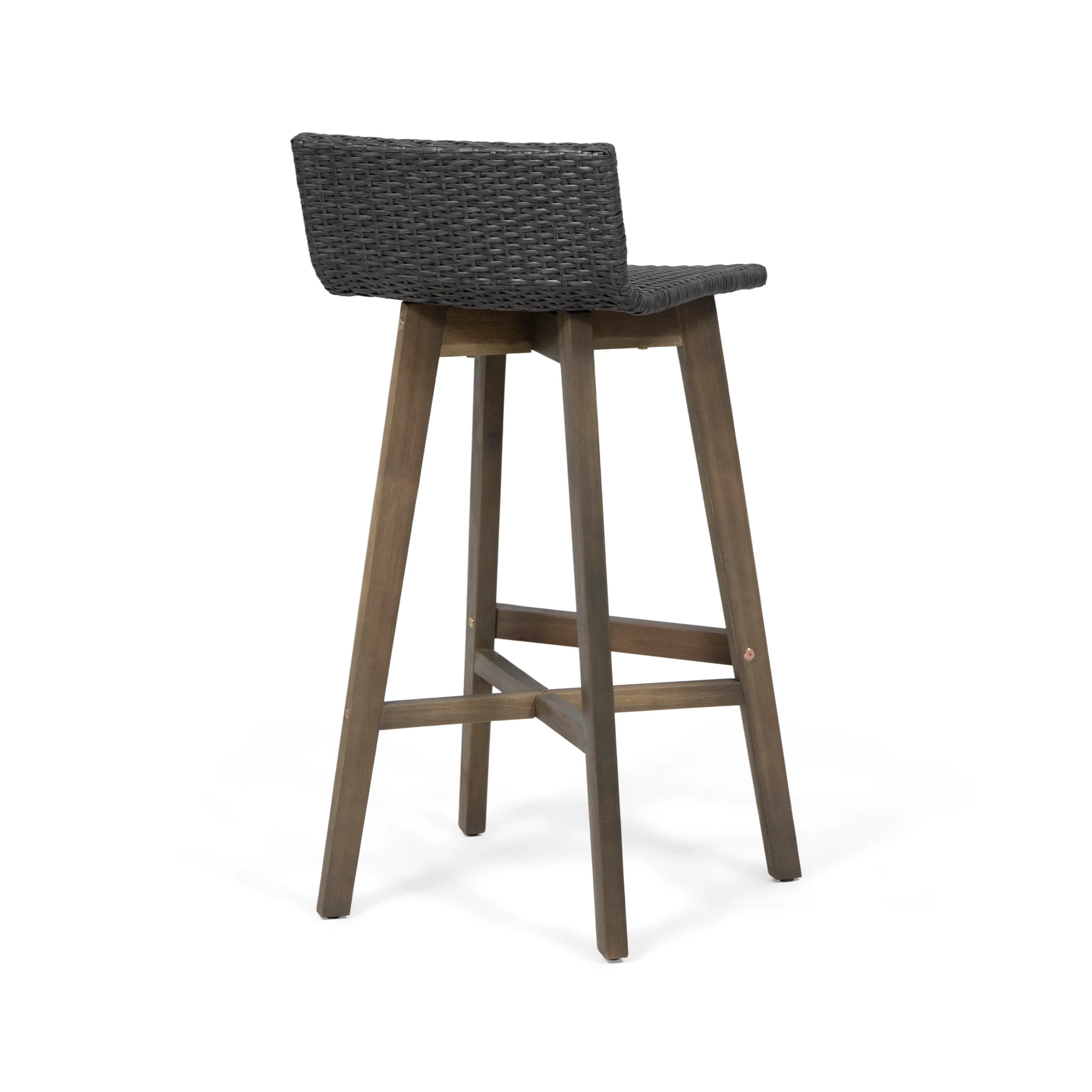 Jessie Outdoor Wood & Wicker Barstools (Set of 4) - furnishings