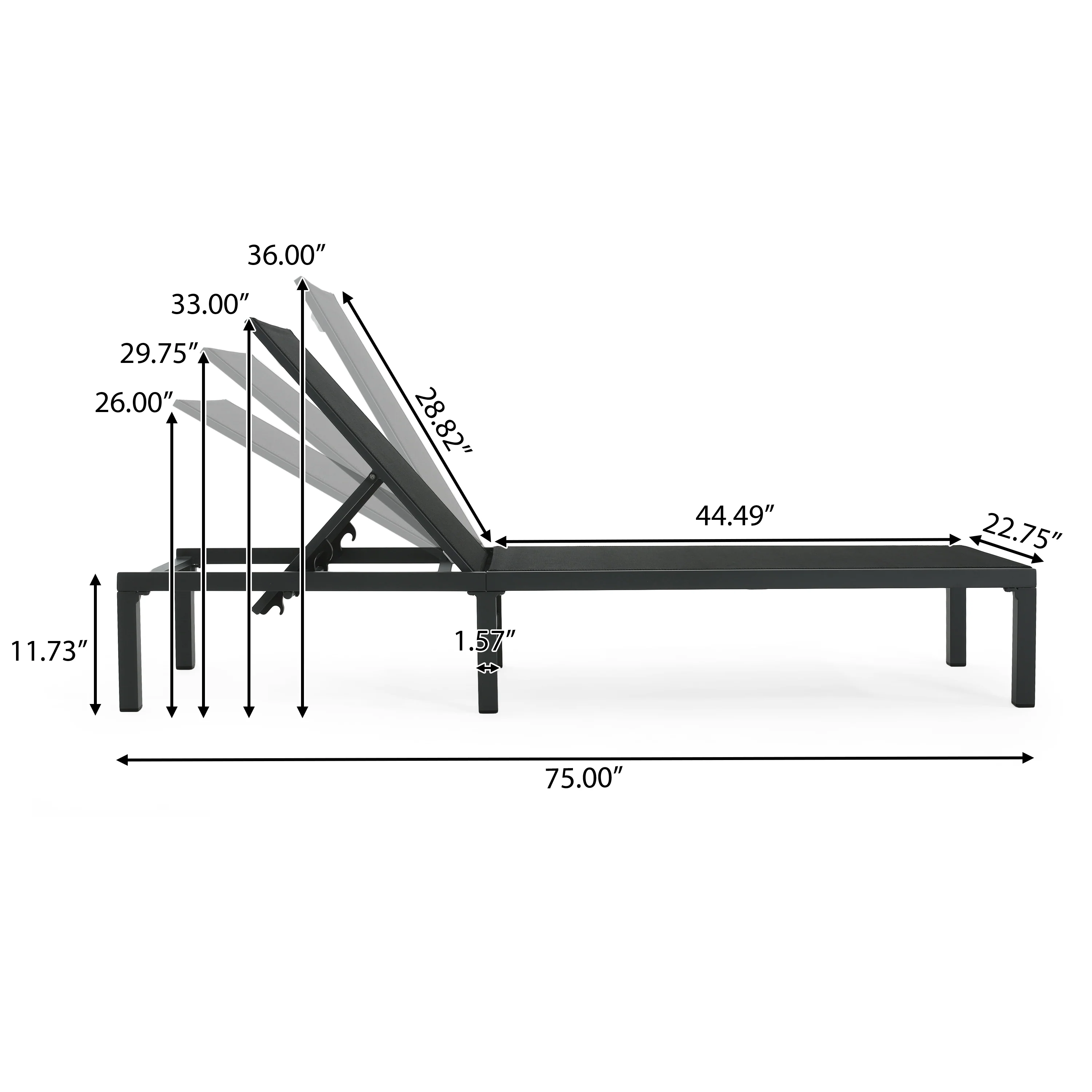 Ponair Outdoor Adjustable Chaise Lounge(Set of 2) - furnishings