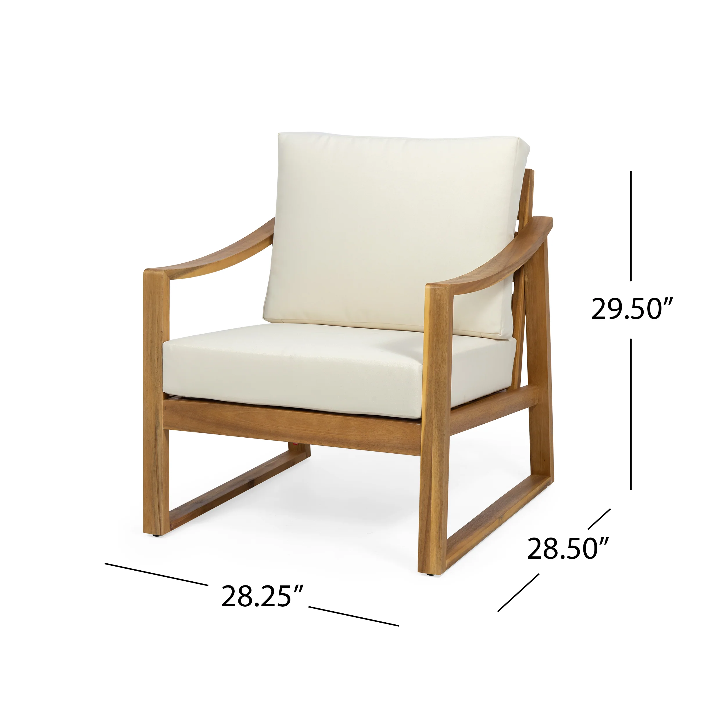 Johnlucas Outdoor Acacia Wood Club Chair with Cushion - furnishings