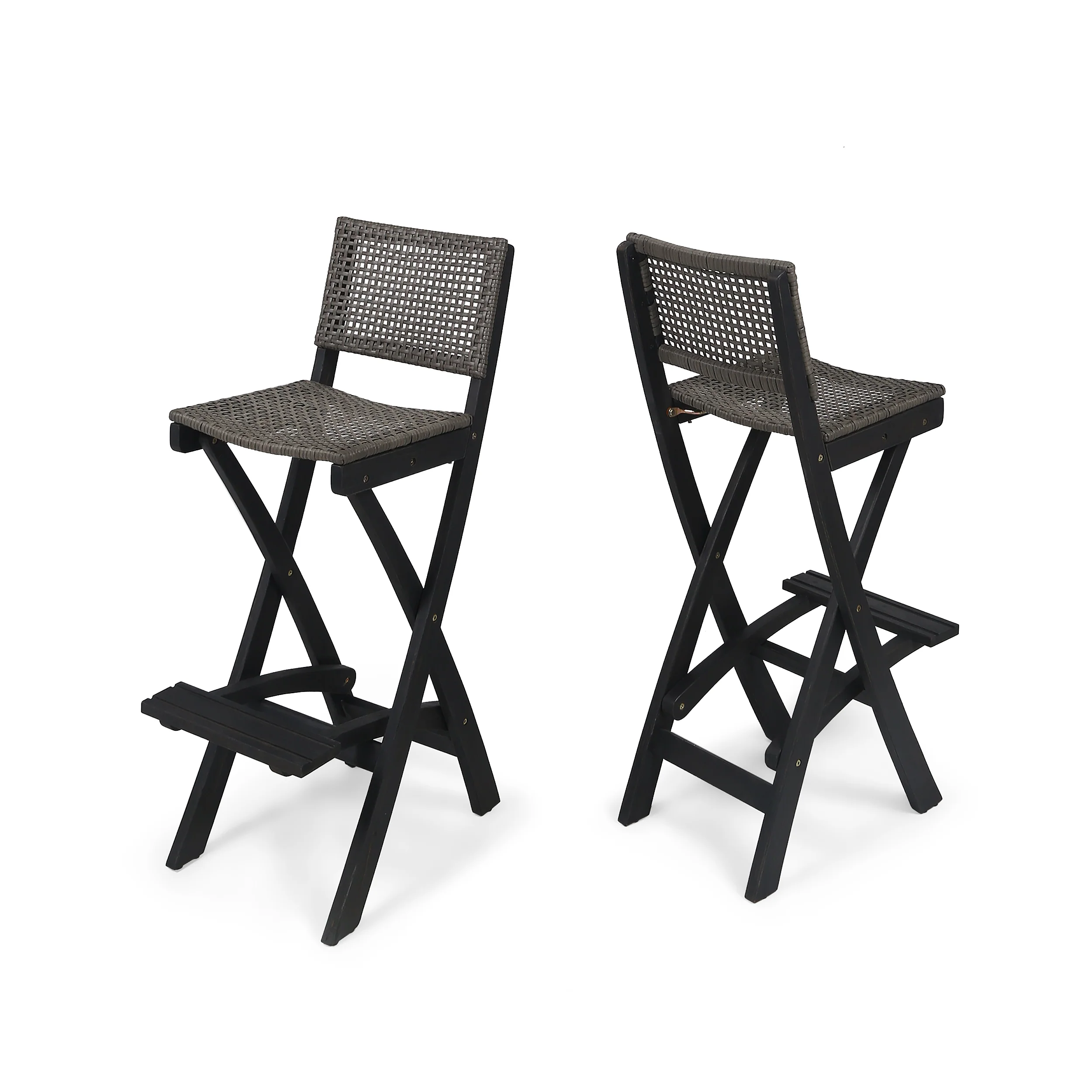 Teresa Outdoor Folding Acacia Wood Barstools (Set of 2) - furnishings