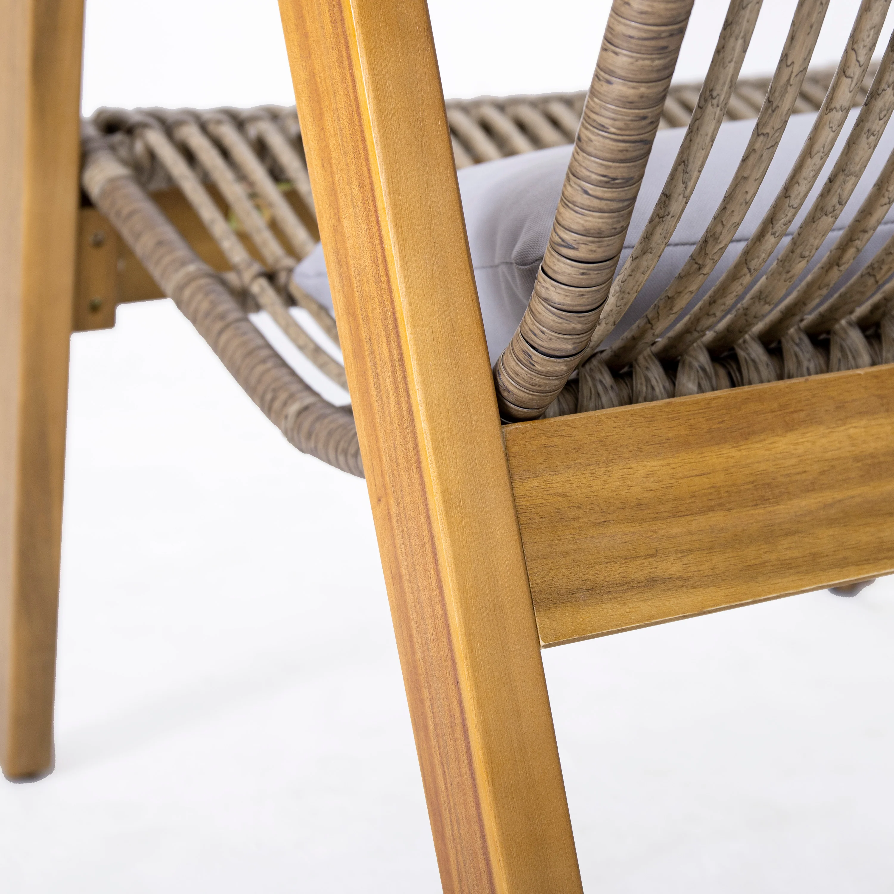 Aster Outdoor Teak Wood with both round and flat wicker club chair - furnishings