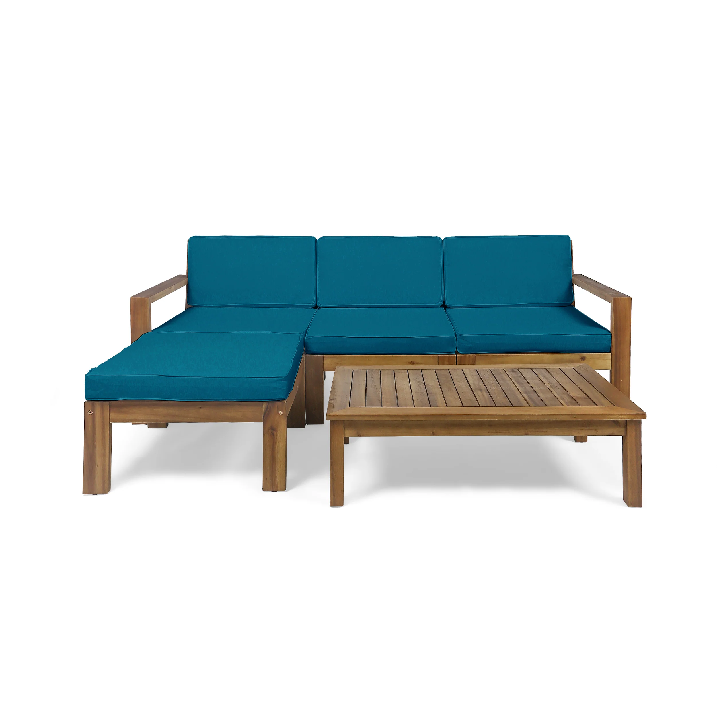 Makayla Ana Outdoor 3 Seater Acacia Wood Sofa Sectional with Cushions - furnishings