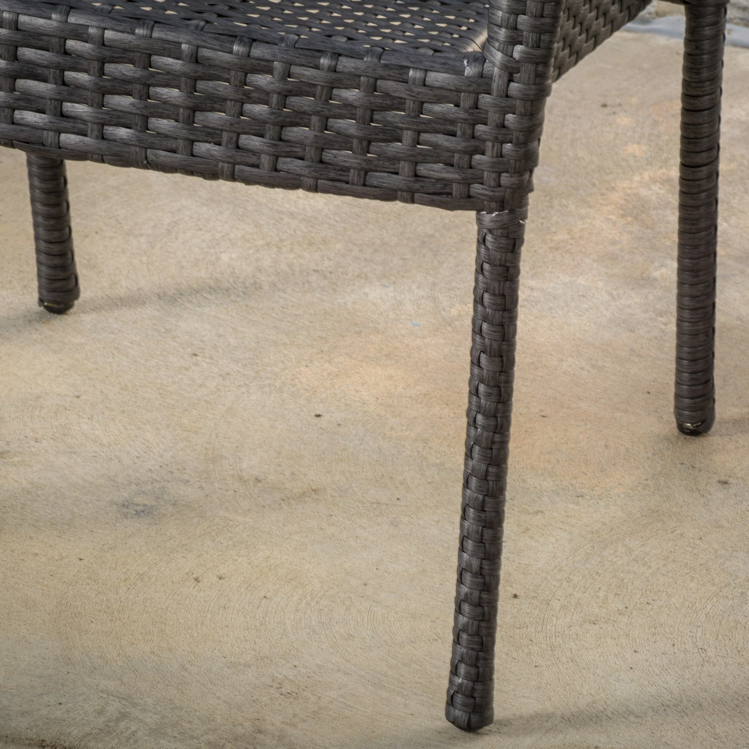 Parham Outdoor 3 Piece Grey Wicker Stacking Chair Chat Set - furnishings