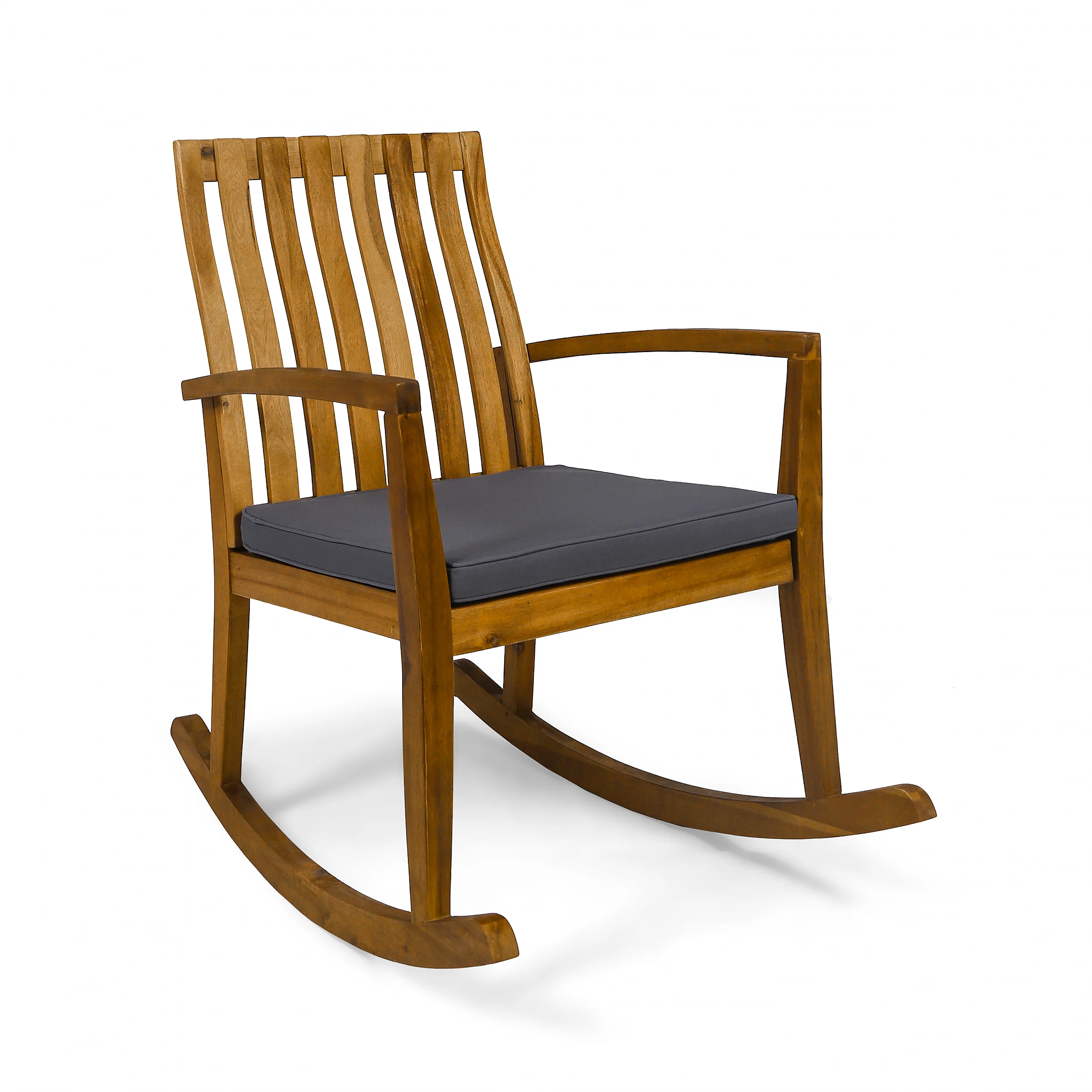 Colmena Acacia Wood Rustic Style Rocking Chair with Water Resistant Cushions - furnishings