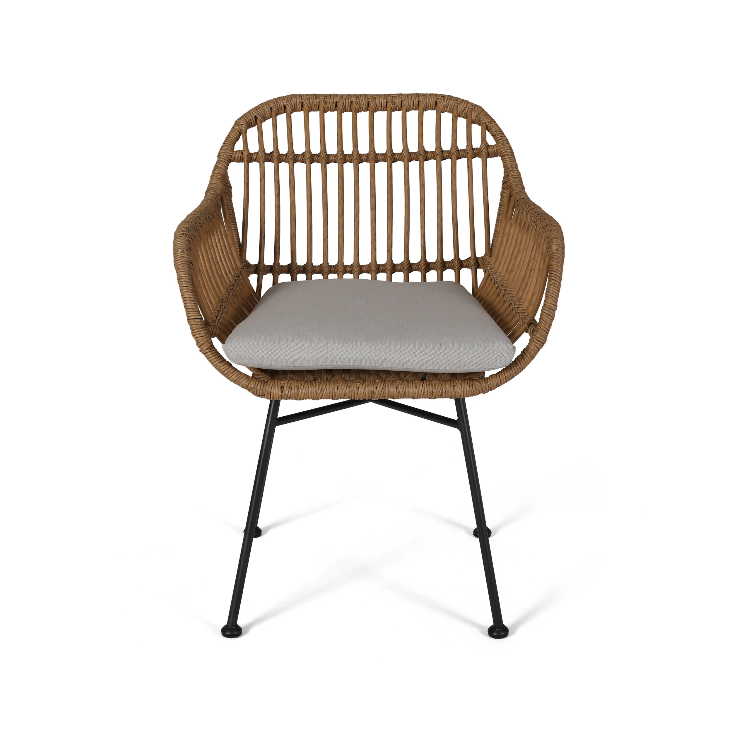 Rodney Outdoor Woven Faux Rattan Chairs with Cushions (Set of 2) - furnishings