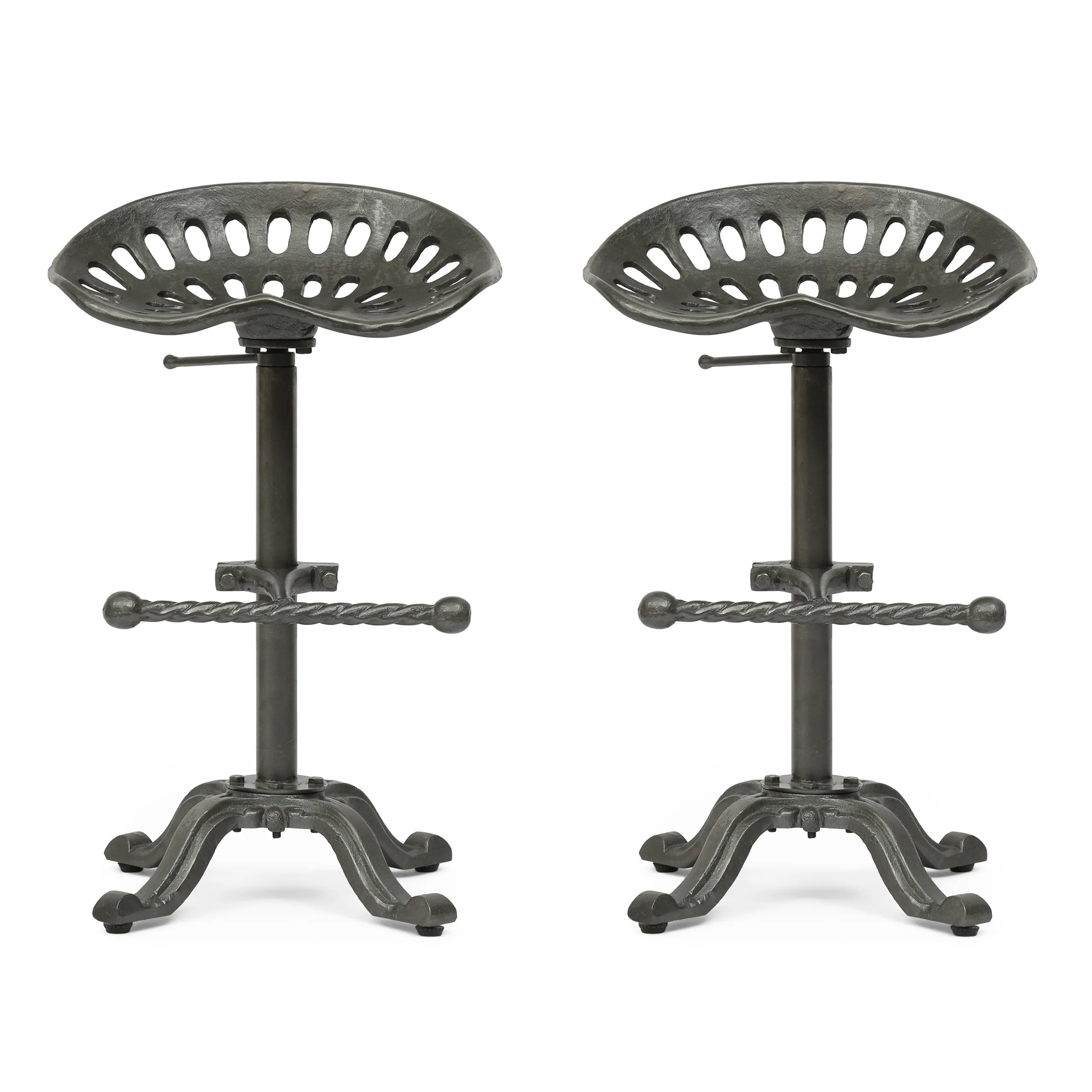 Laymon Industrial Handcrafted Cast Iron Saddle Seat Barstool - furnishings