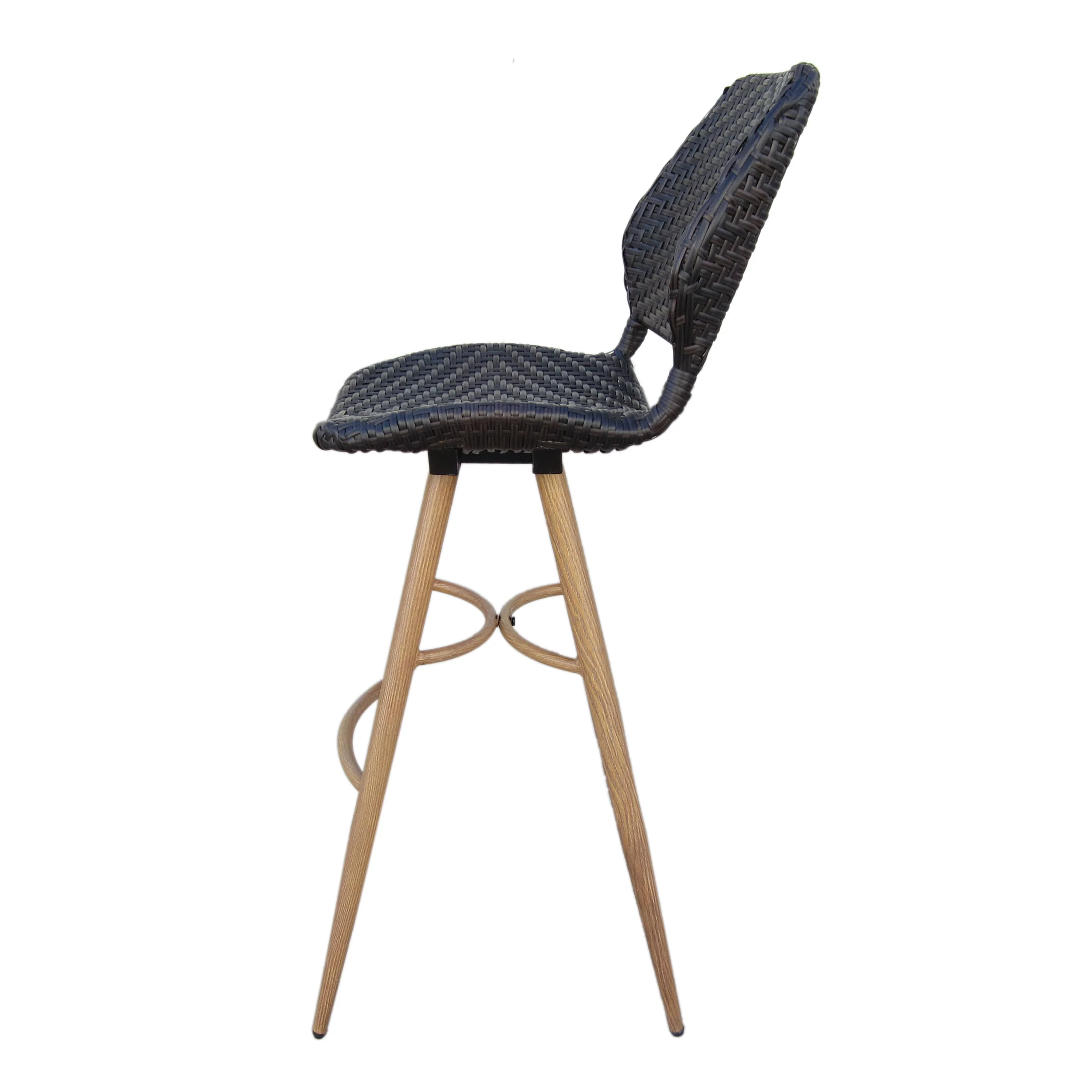 Amaya Outdoor Multi-brown Wicker Barstools with Brown Wood Finish Metal Leg - furnishings