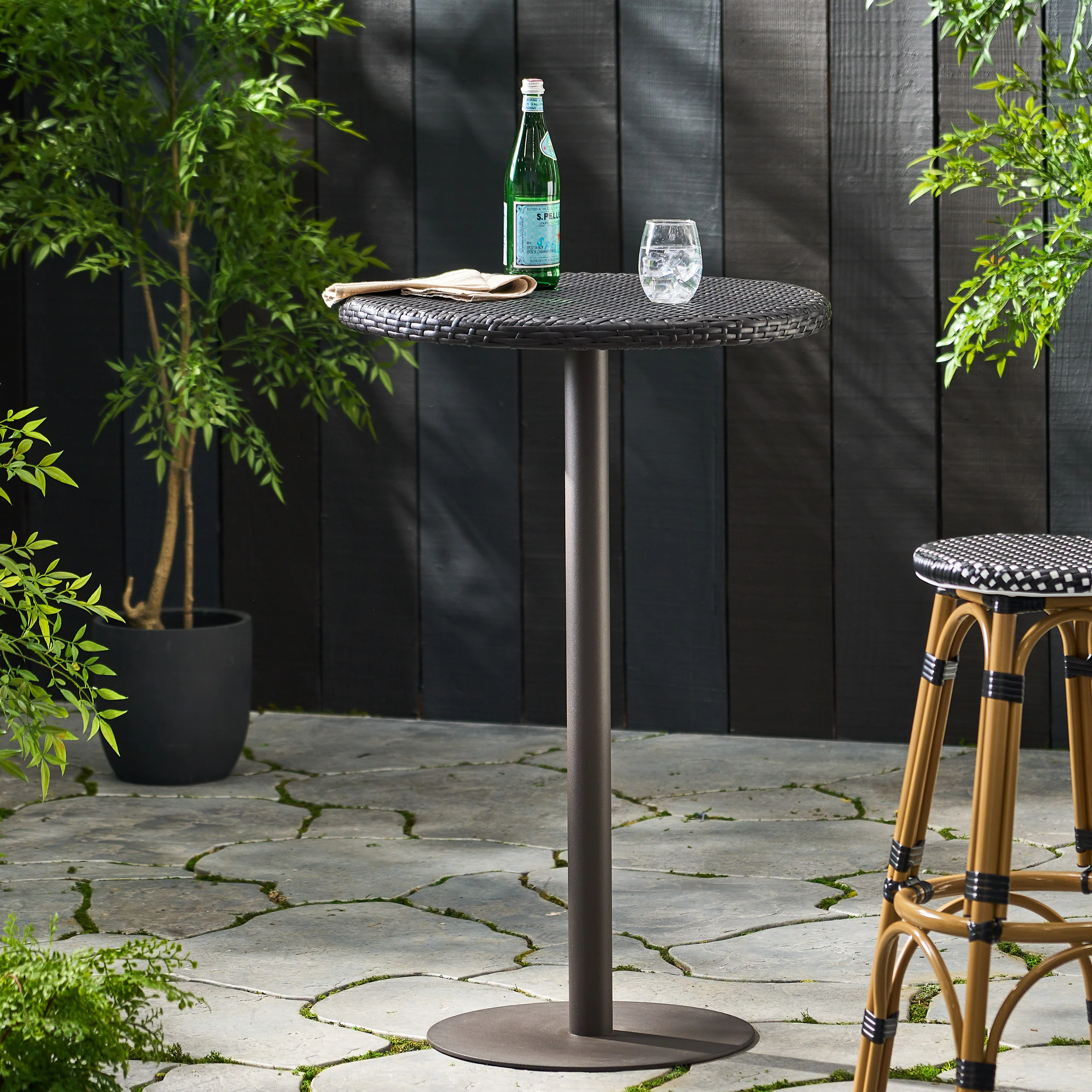 Domicca Outdoor 26 Inch Multi-brown Wicker Round Bar Table - furnishings