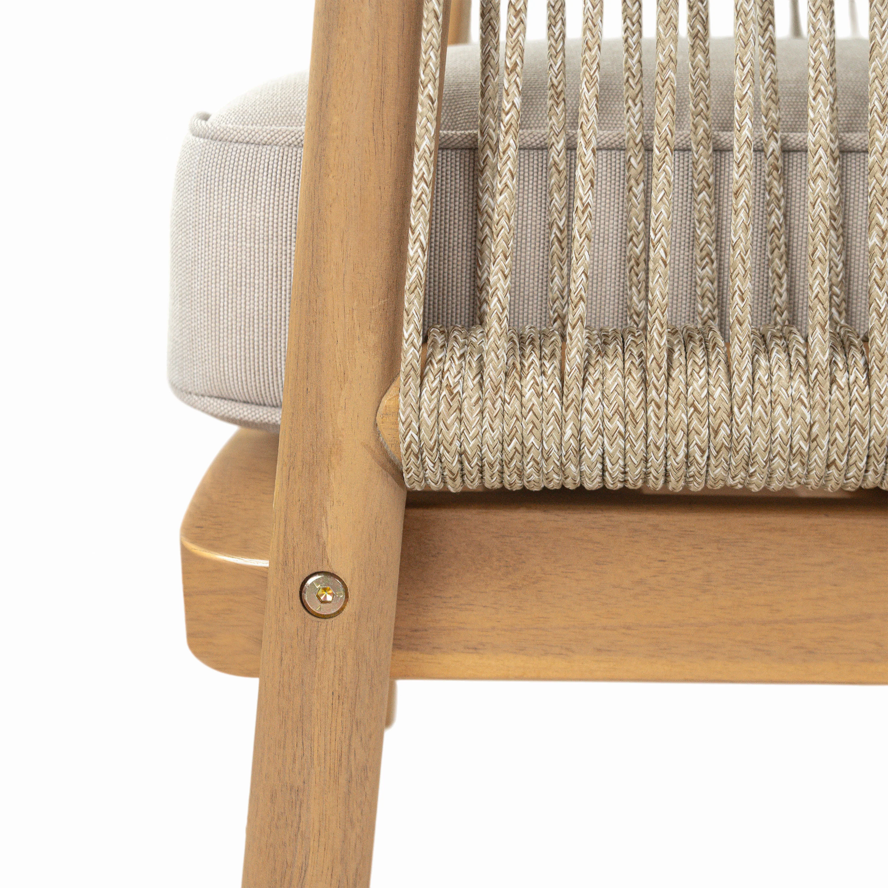 Solstic Outdoor Acacia Wood Club Chair with Beige Cushions - furnishings