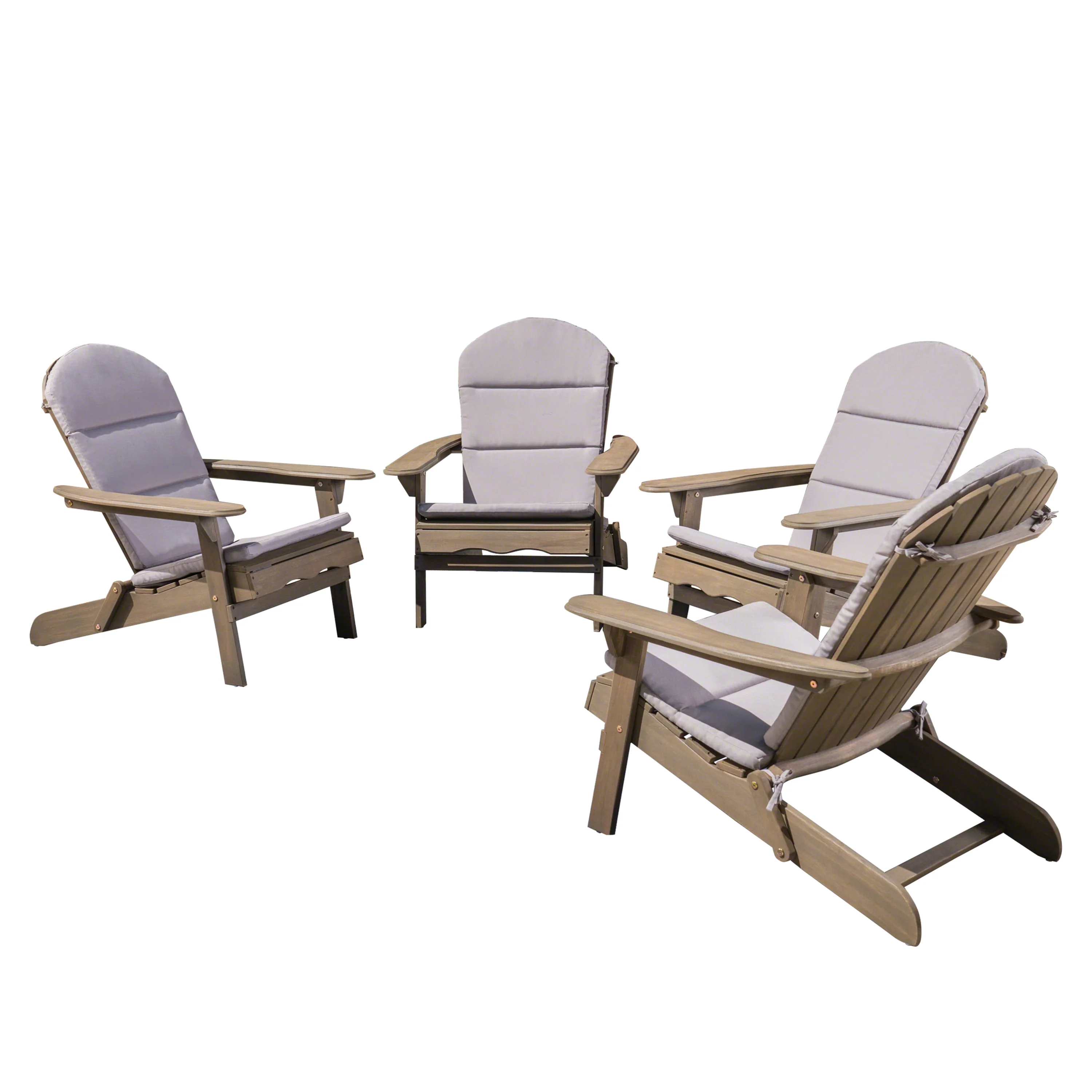 Amenda Outdoor Acacia Wood Folding Adirondack Chairs with Cushions - furnishings