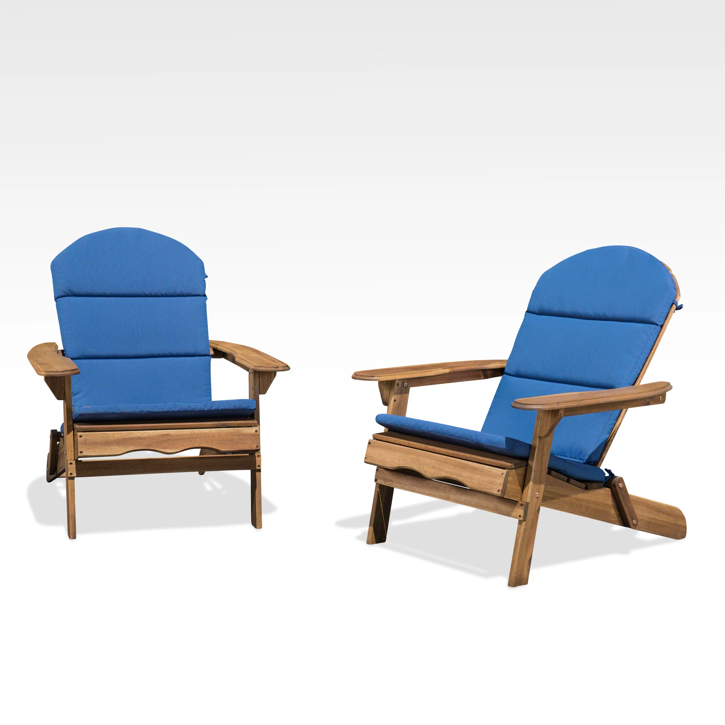 Amenda Outdoor Acacia Wood Folding Adirondack Chairs with Cushions - furnishings