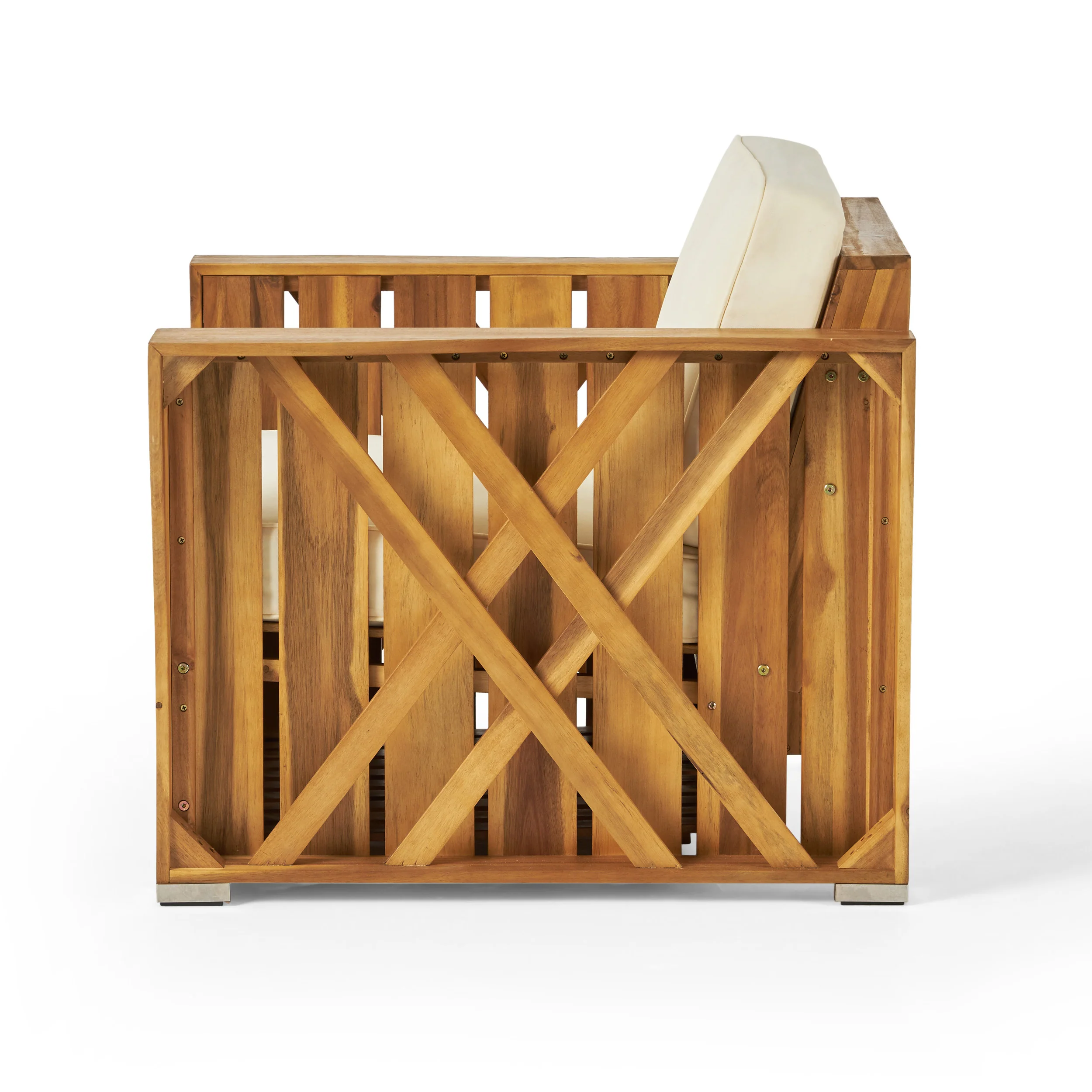 Edward Outdoor Acacia Wood Club Chair with Cushion - furnishings