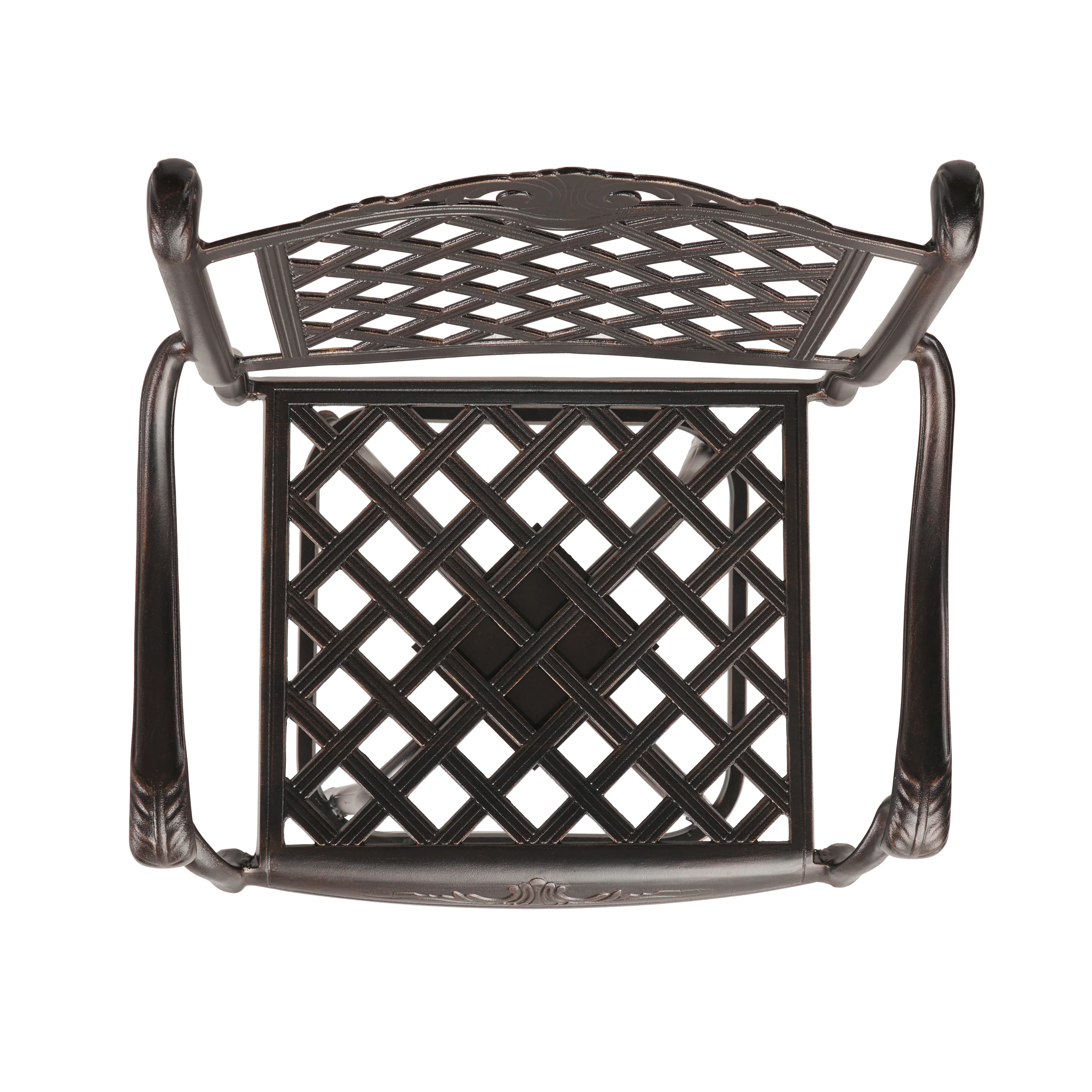 Pomelo Traditional Outdoor Shiny Copper Cast Aluminum Swivel Barstool with Arms - furnishings
