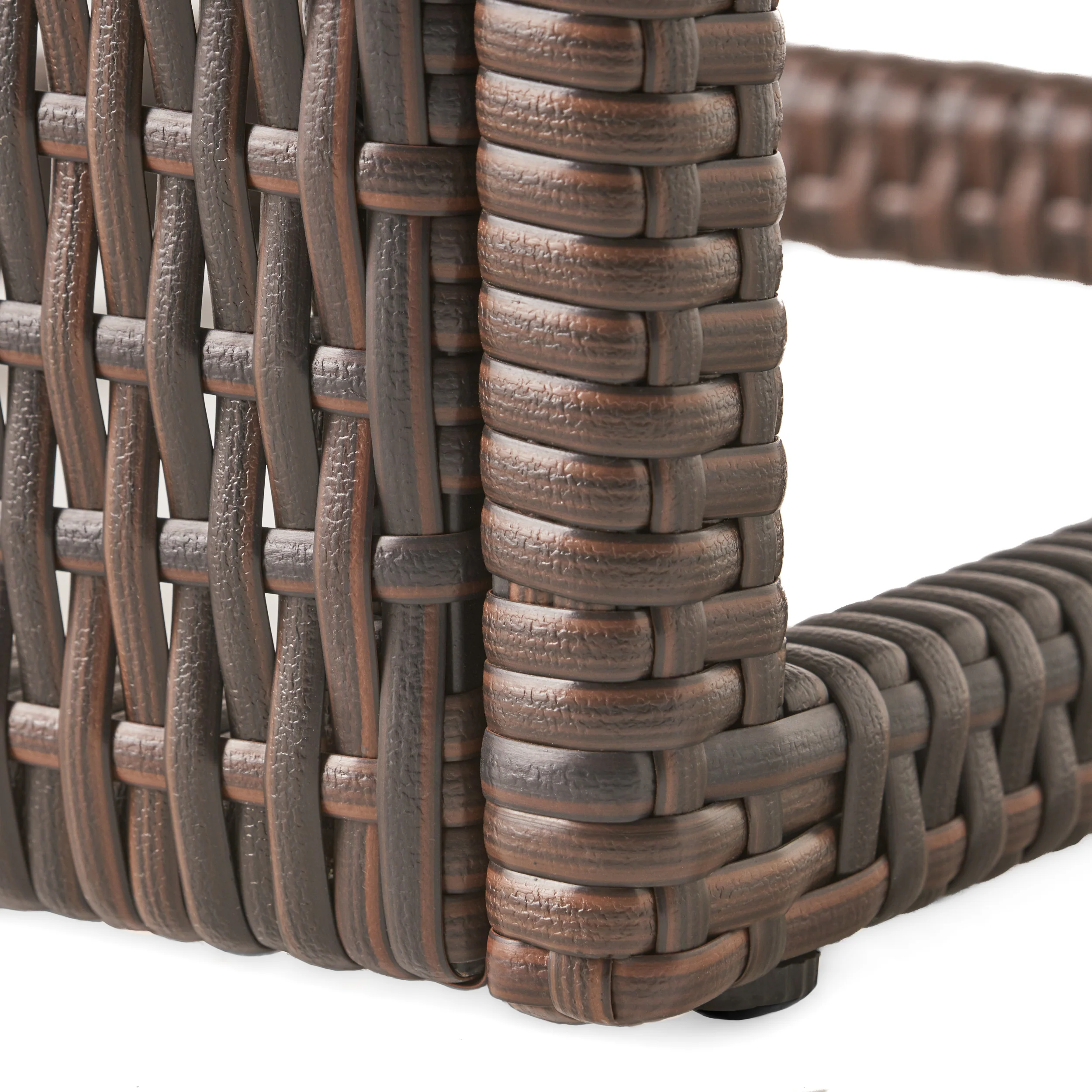 Modern Multi-Brown Wicker Chaise Lounge Set with C-Shaped End Table - furnishings