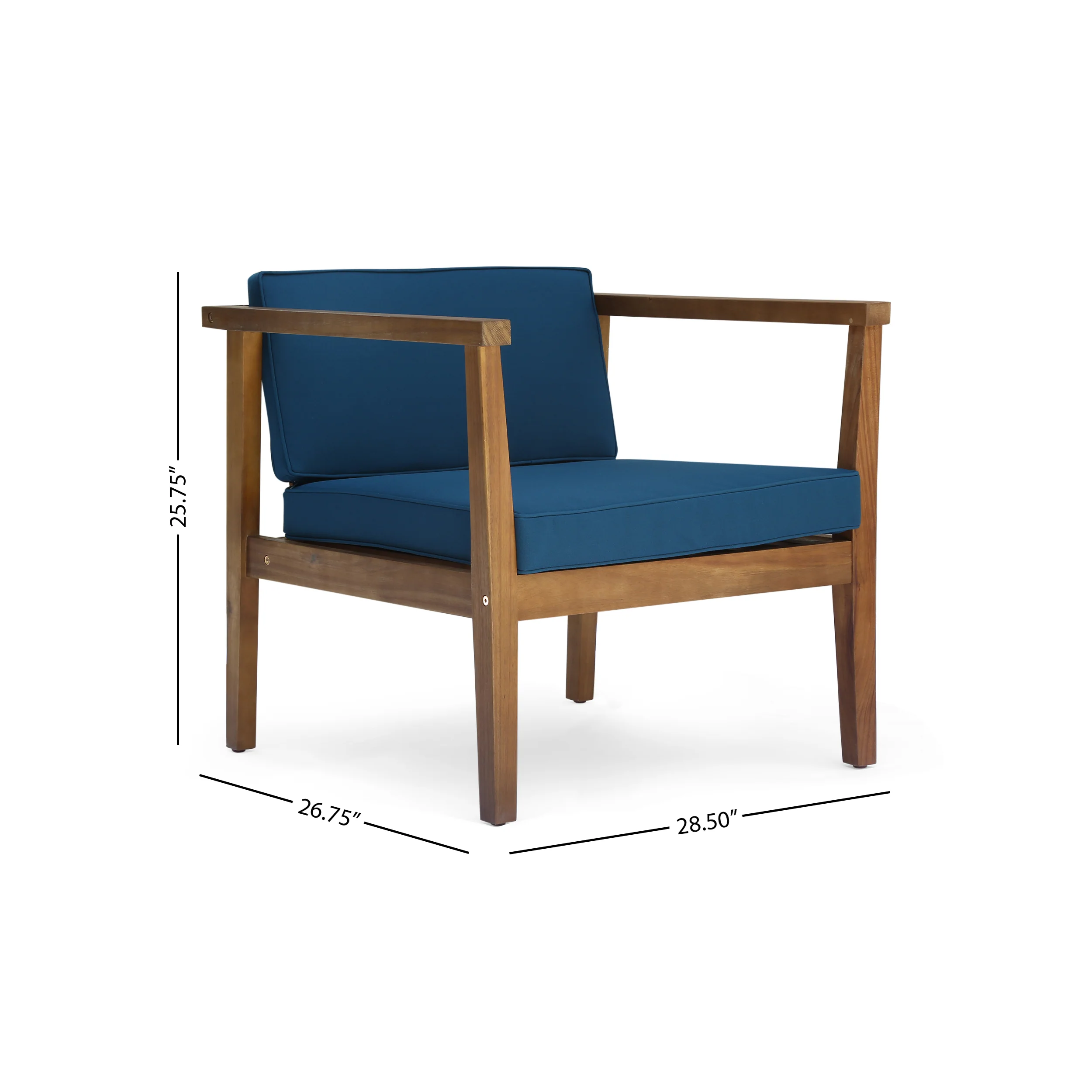 Thomson Outdoor Acacia Wood Club Chairs with Water-Resistant Cushions (Set of 4) - furnishings