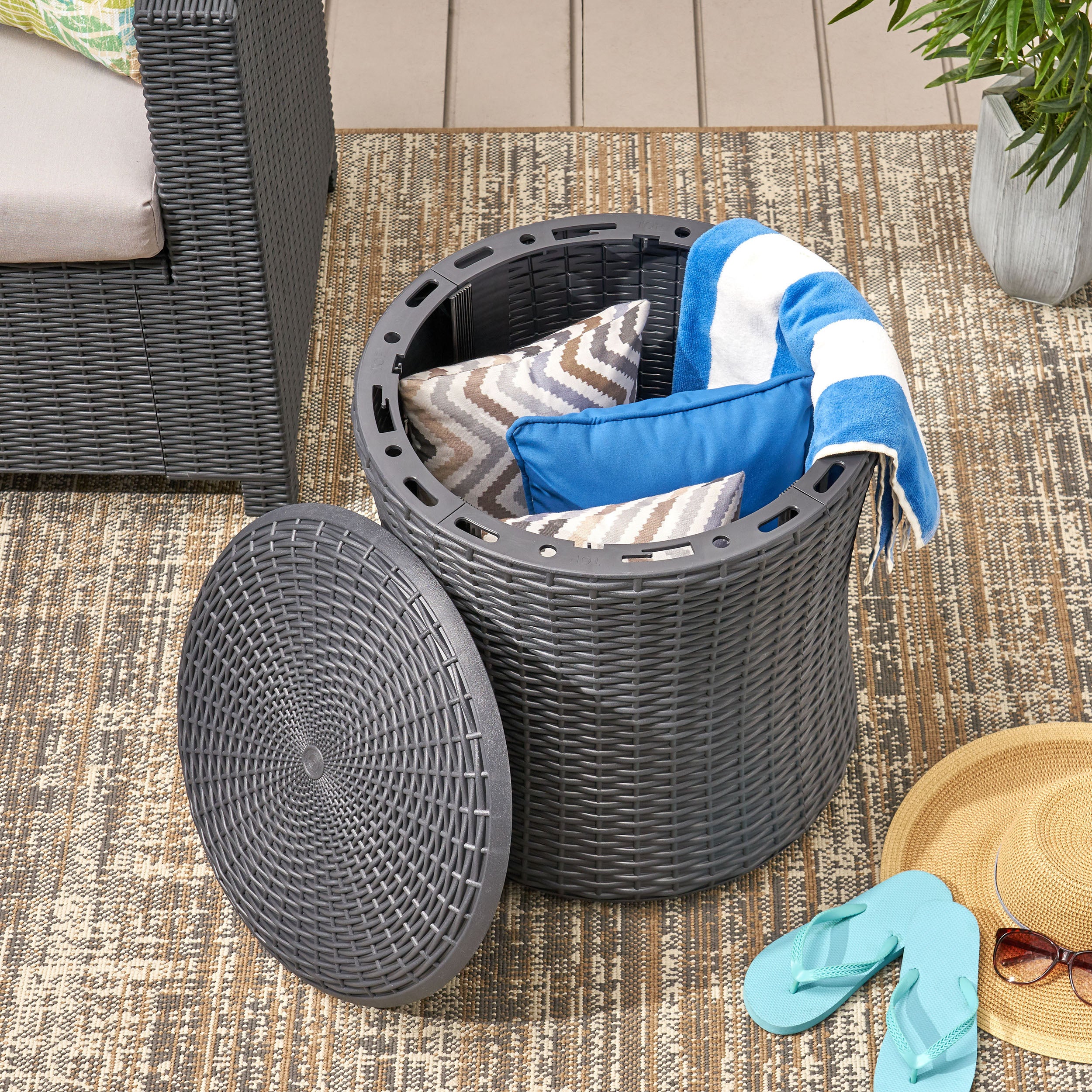 Iven Outdoor Faux Wicker Patio Table - furnishings