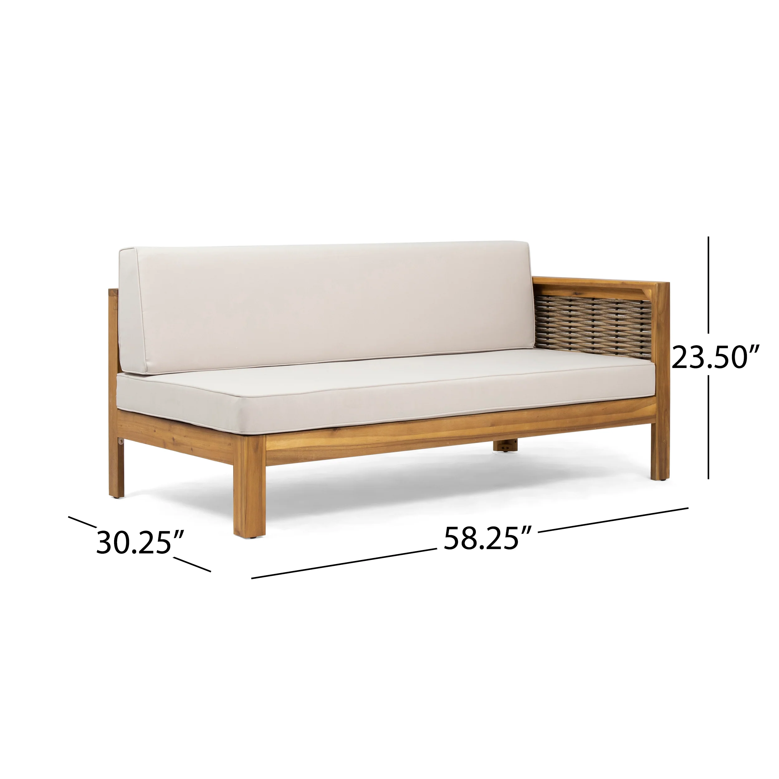 Theresa Outdoor Wood and Wicker 5 Seater Sectional Sofa Set - furnishings