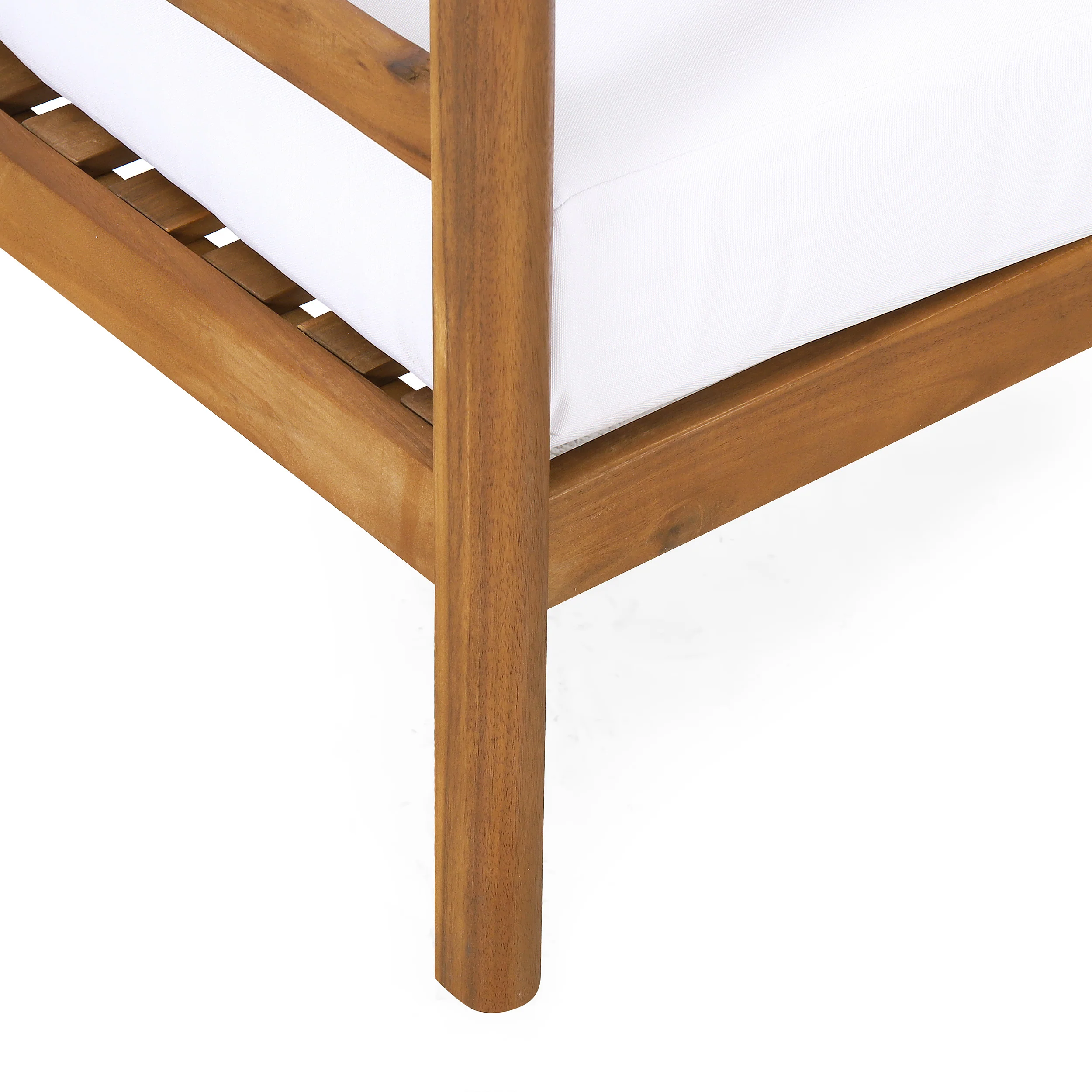 Aggie Outdoor Acacia Wood Club Chair with Cushion, Set of 2, Teak and White - furnishings