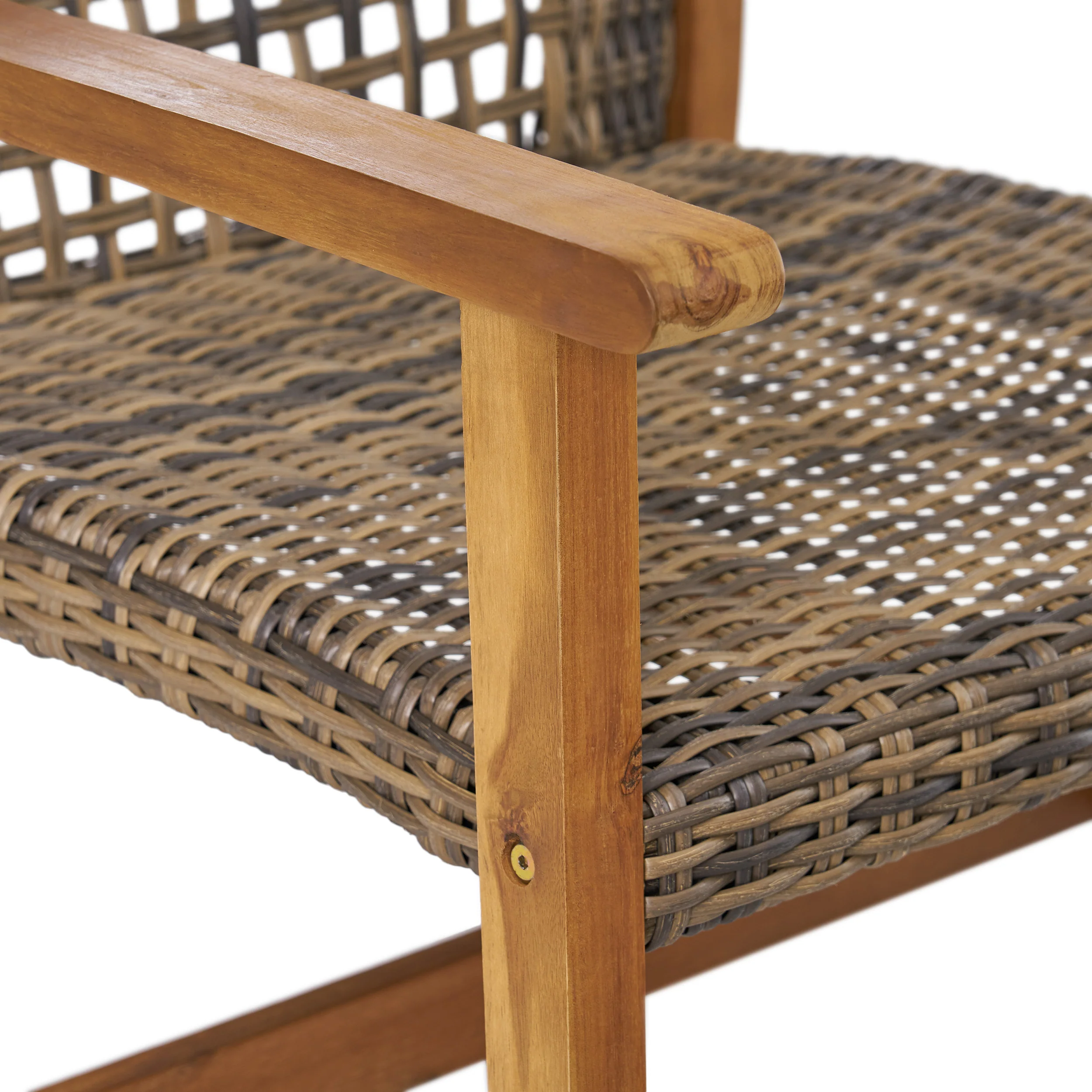 Levant Outdoor 4-Seater Wood and Wicker Club Chair Set with Fire Pit - furnishings