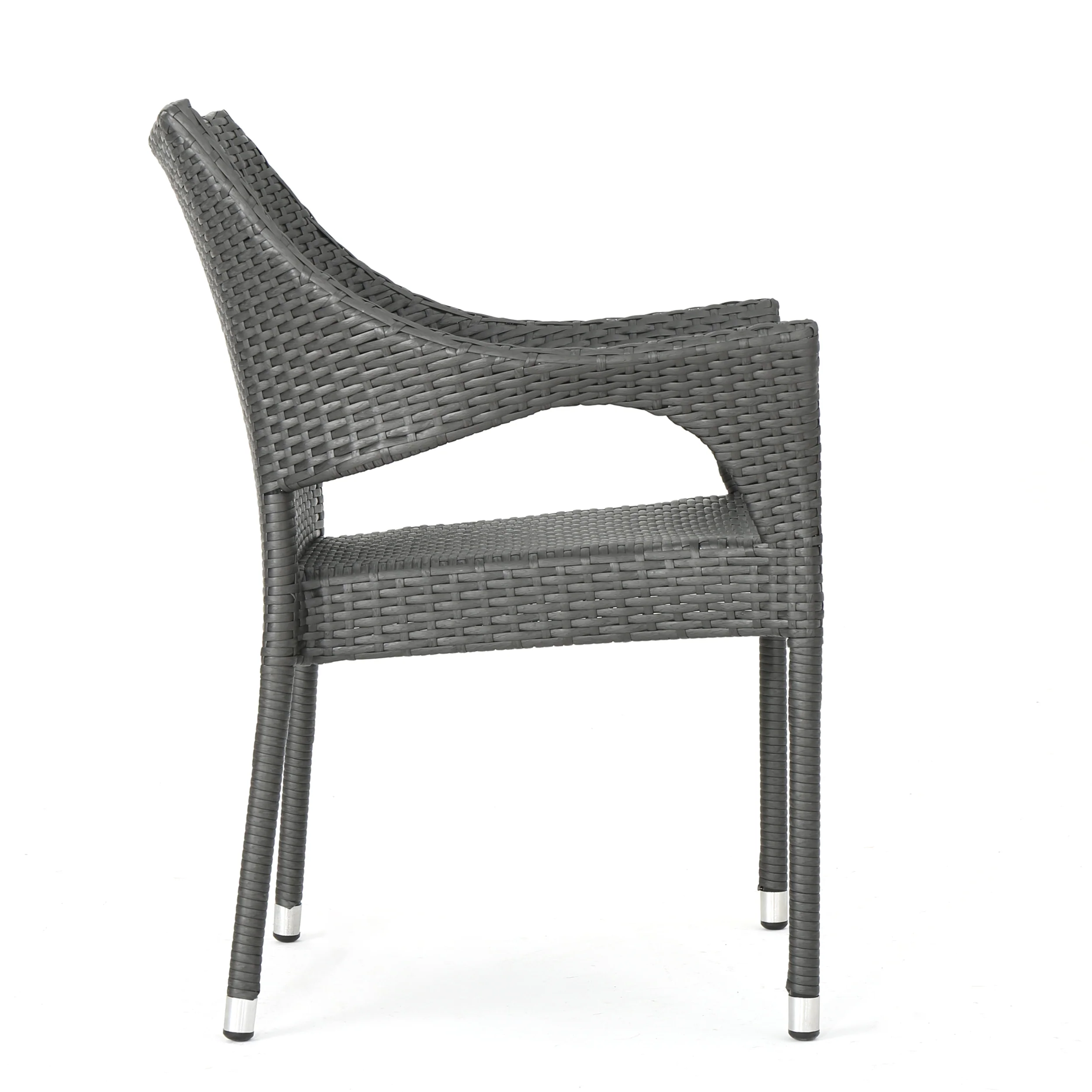 Melisandre Outdoor Grey Wicker Stacking Chairs (Set of 4) - furnishings