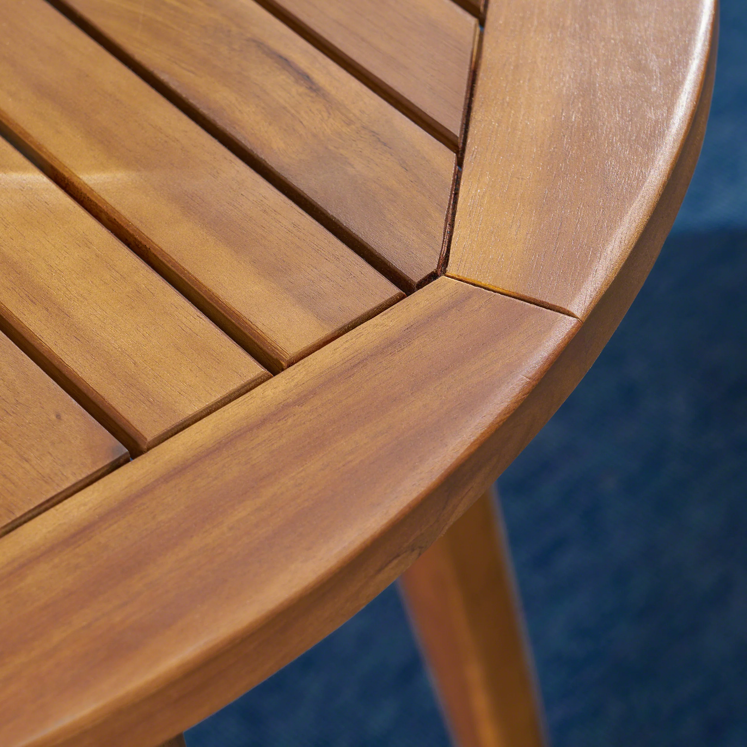 Stanford Outdoor Round Acacia Wood Bistro Table with Straight Legs, Teak - furnishings