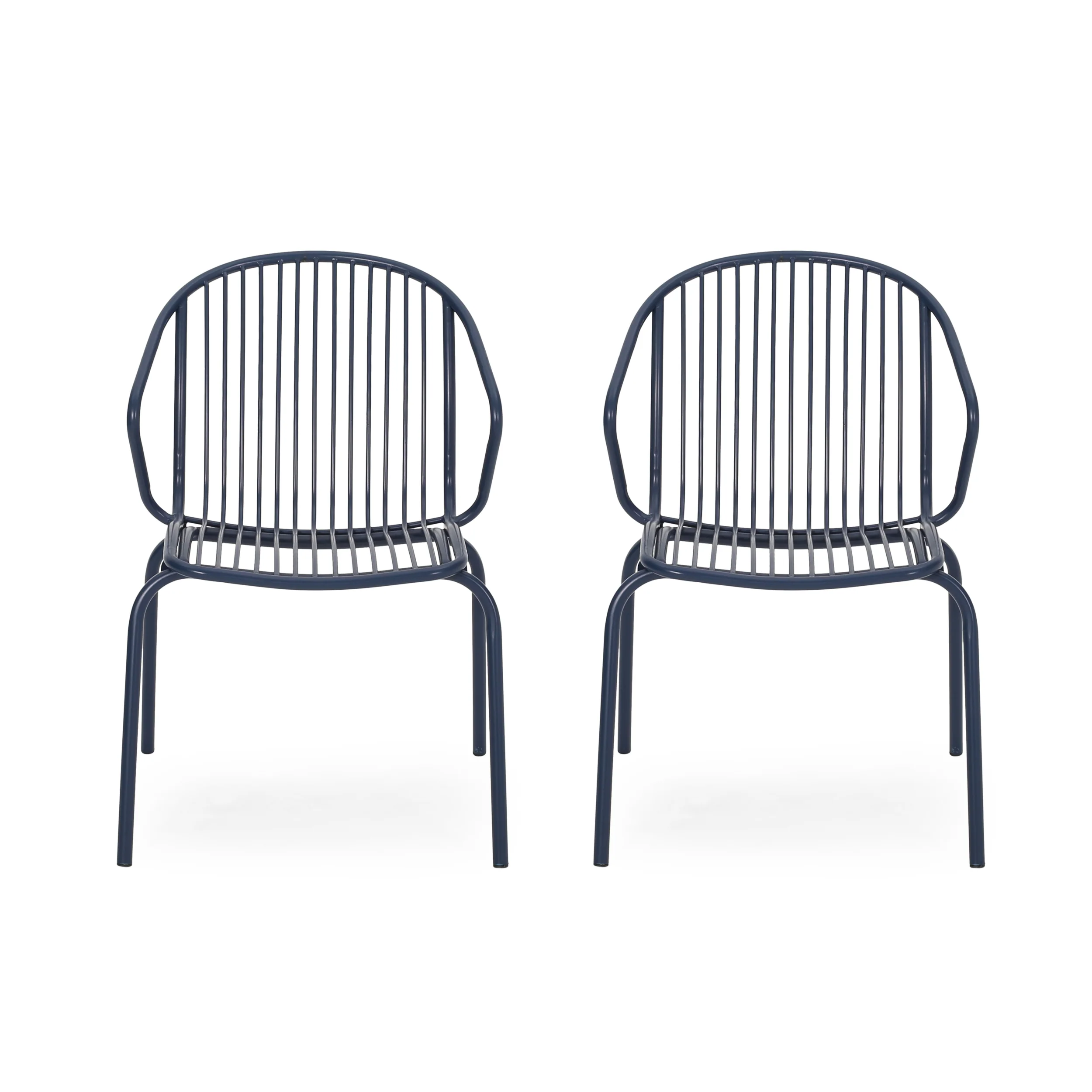 Emily Outdoor Modern Iron Club Chair (Set of 2) - furnishings