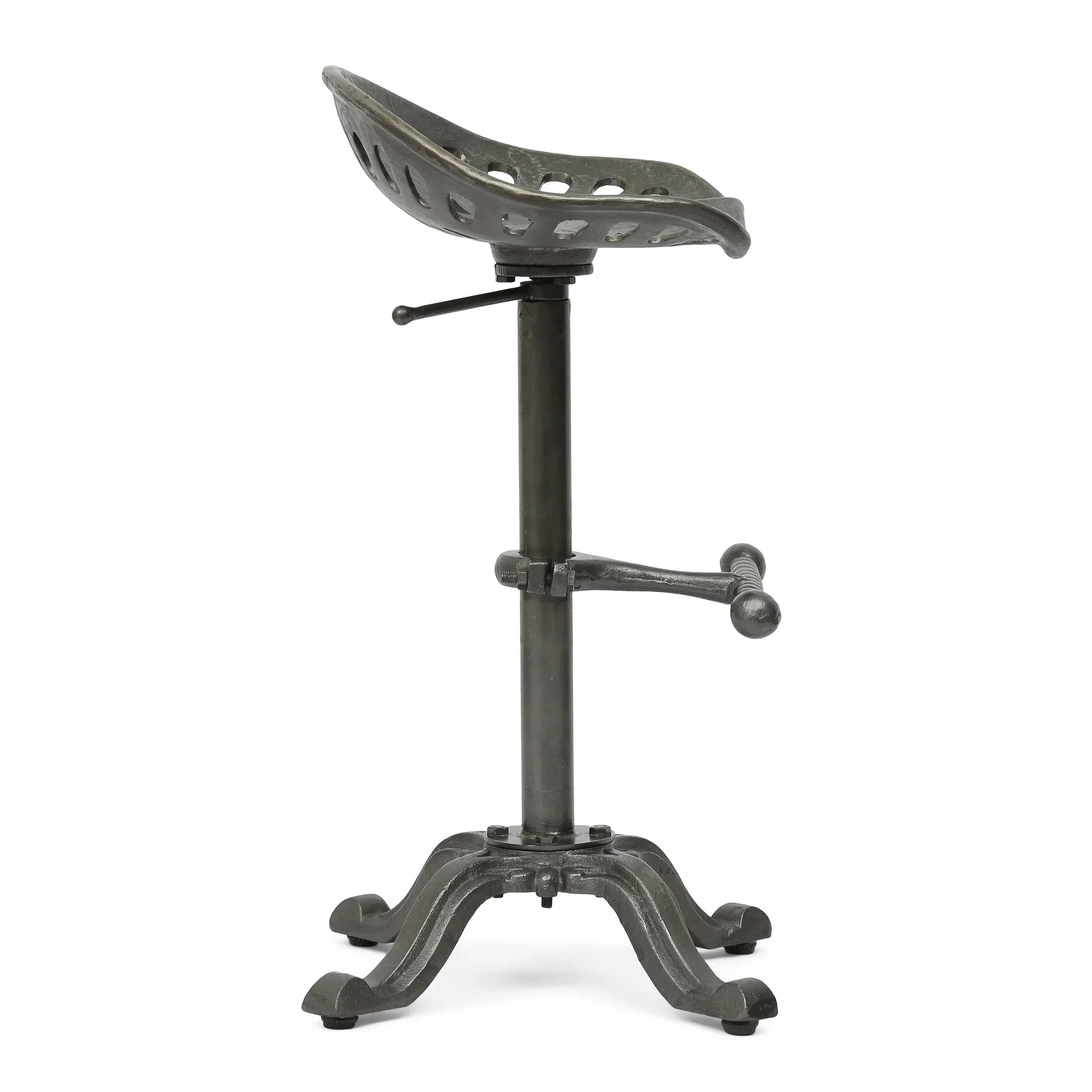 Laymon Industrial Handcrafted Cast Iron Saddle Seat Barstool - furnishings