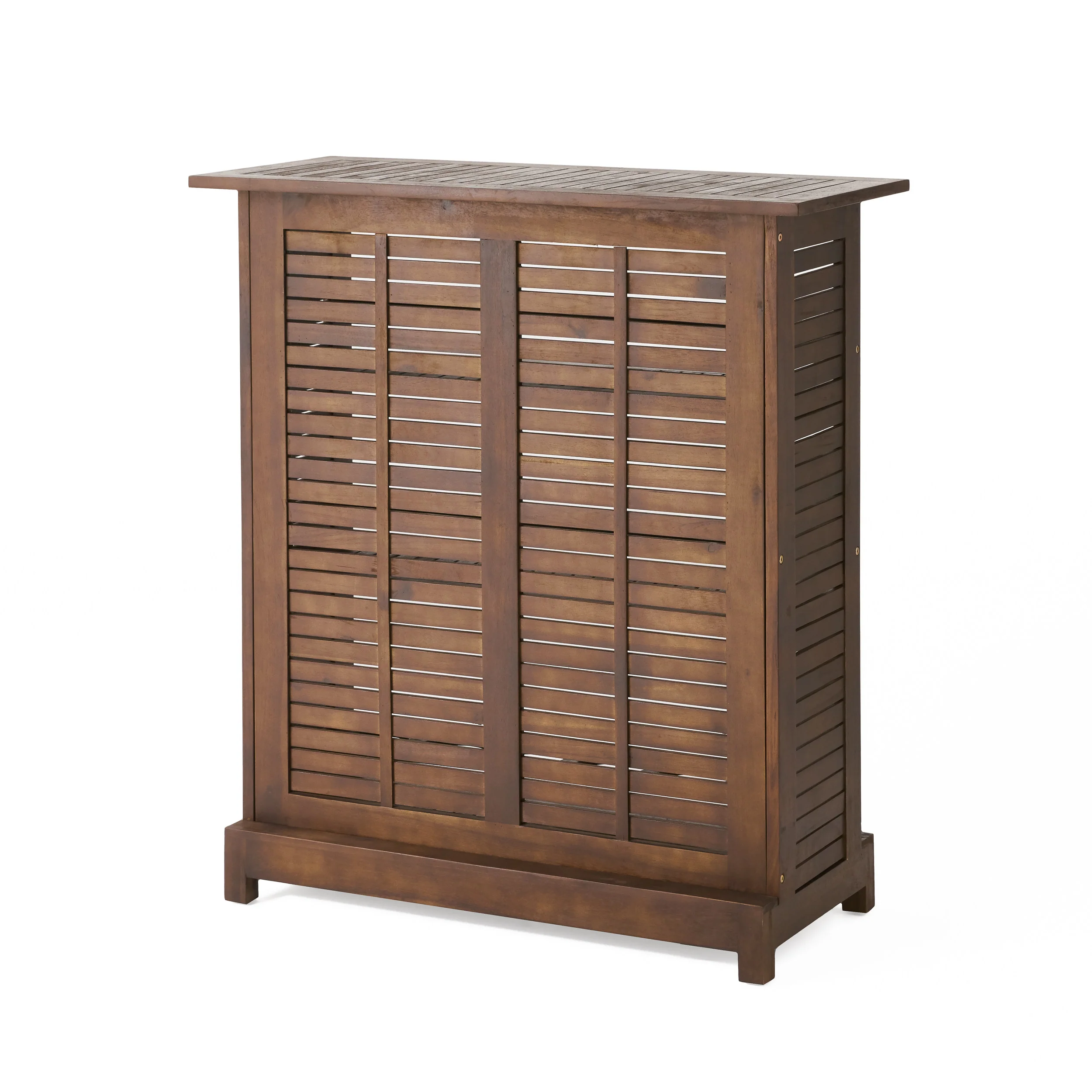 Jalama Acacia Wood Bar Table with Storage, Rich Mahogany - furnishings