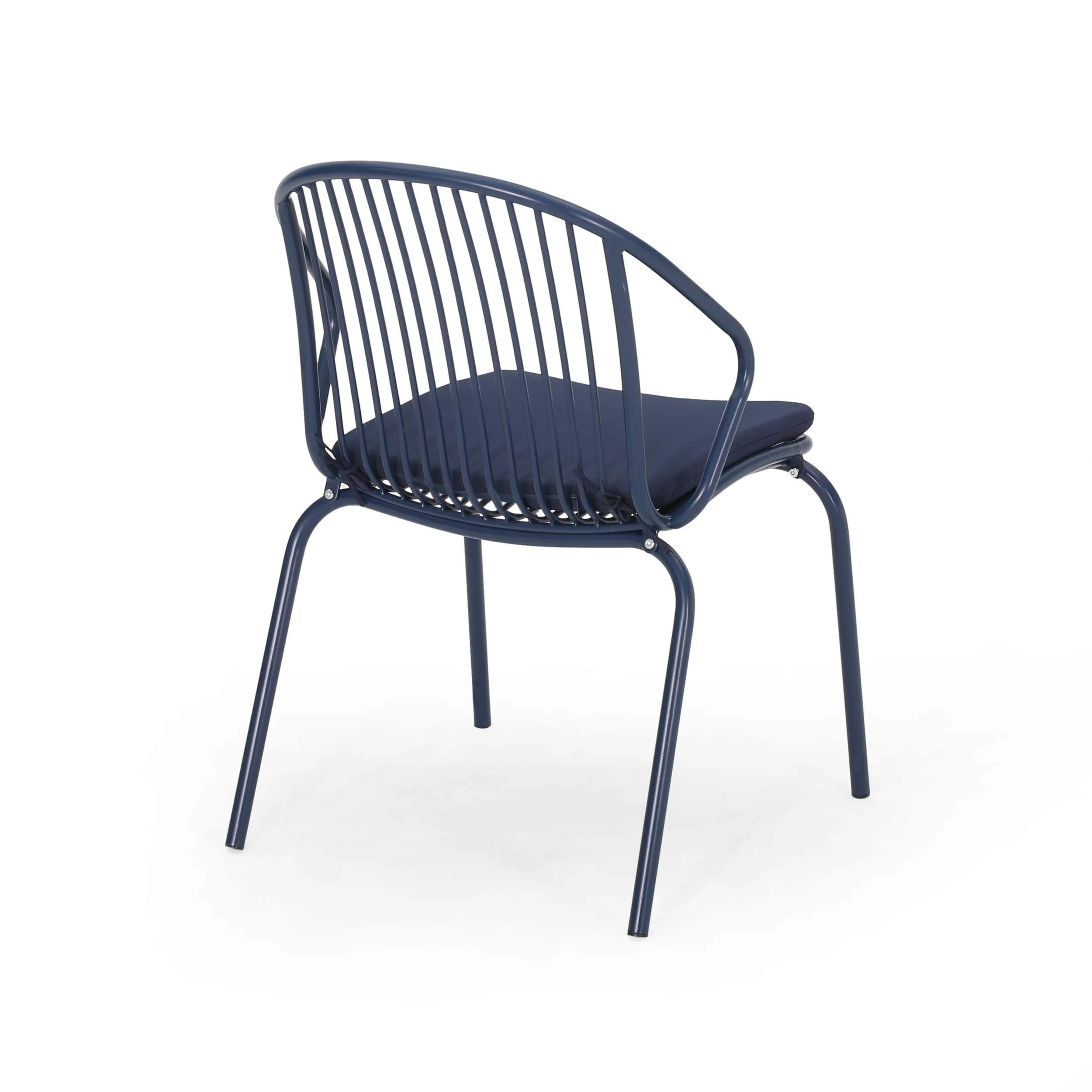 Emily Outdoor Modern Iron Club Chair with Cushion (Set of 2) - furnishings