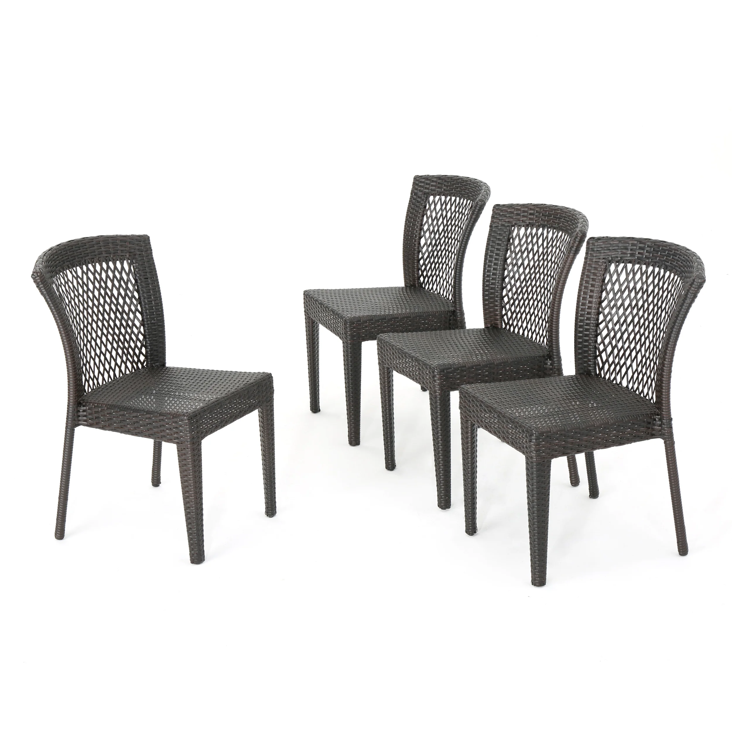 Chatham Outdoor Multi-brown Wicker Stacking Dining Chairs (Set of 4) - furnishings