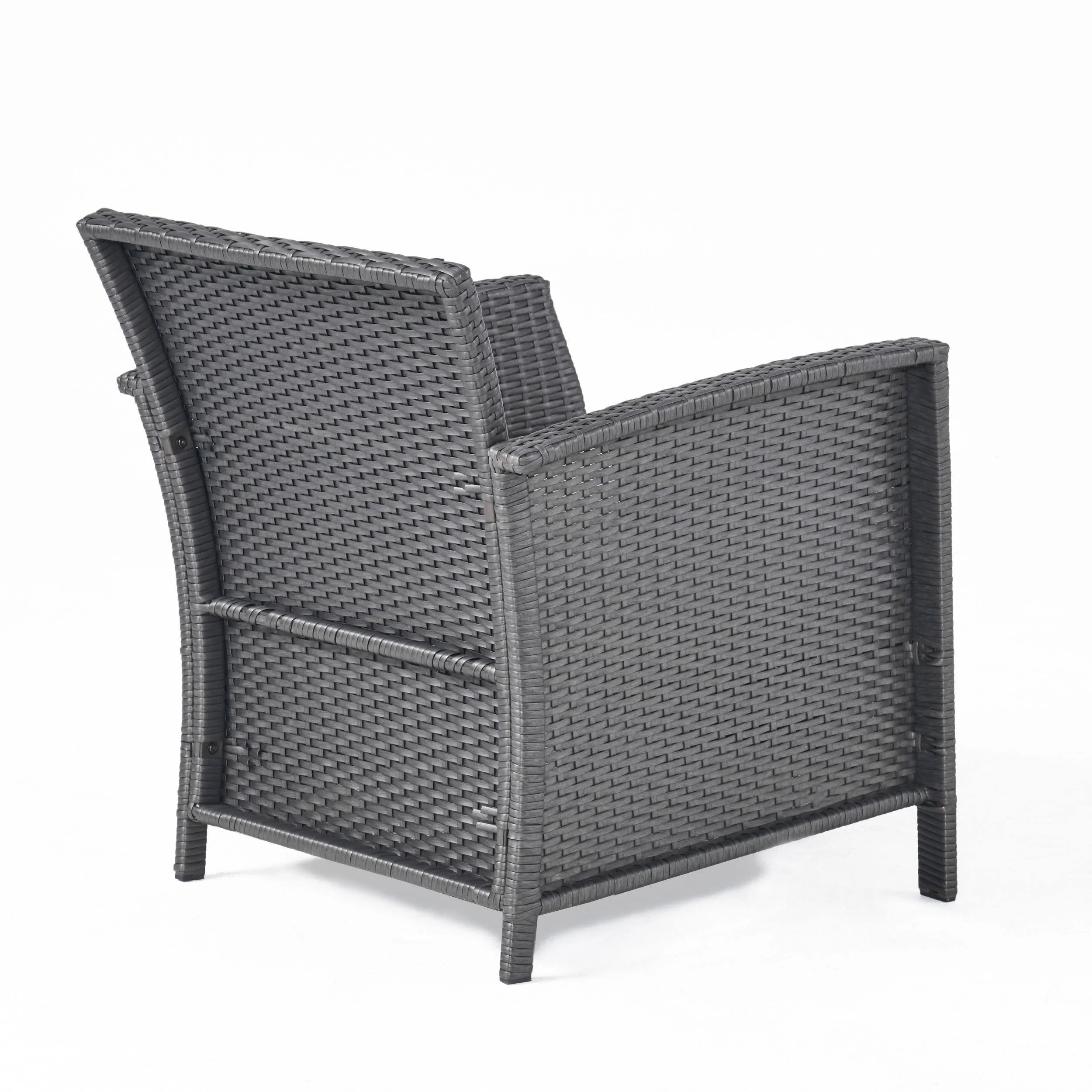 Laiah Outdoor 4 Piece Wicker Club Chair Chat Set with Wood Finished Fire Pit - furnishings