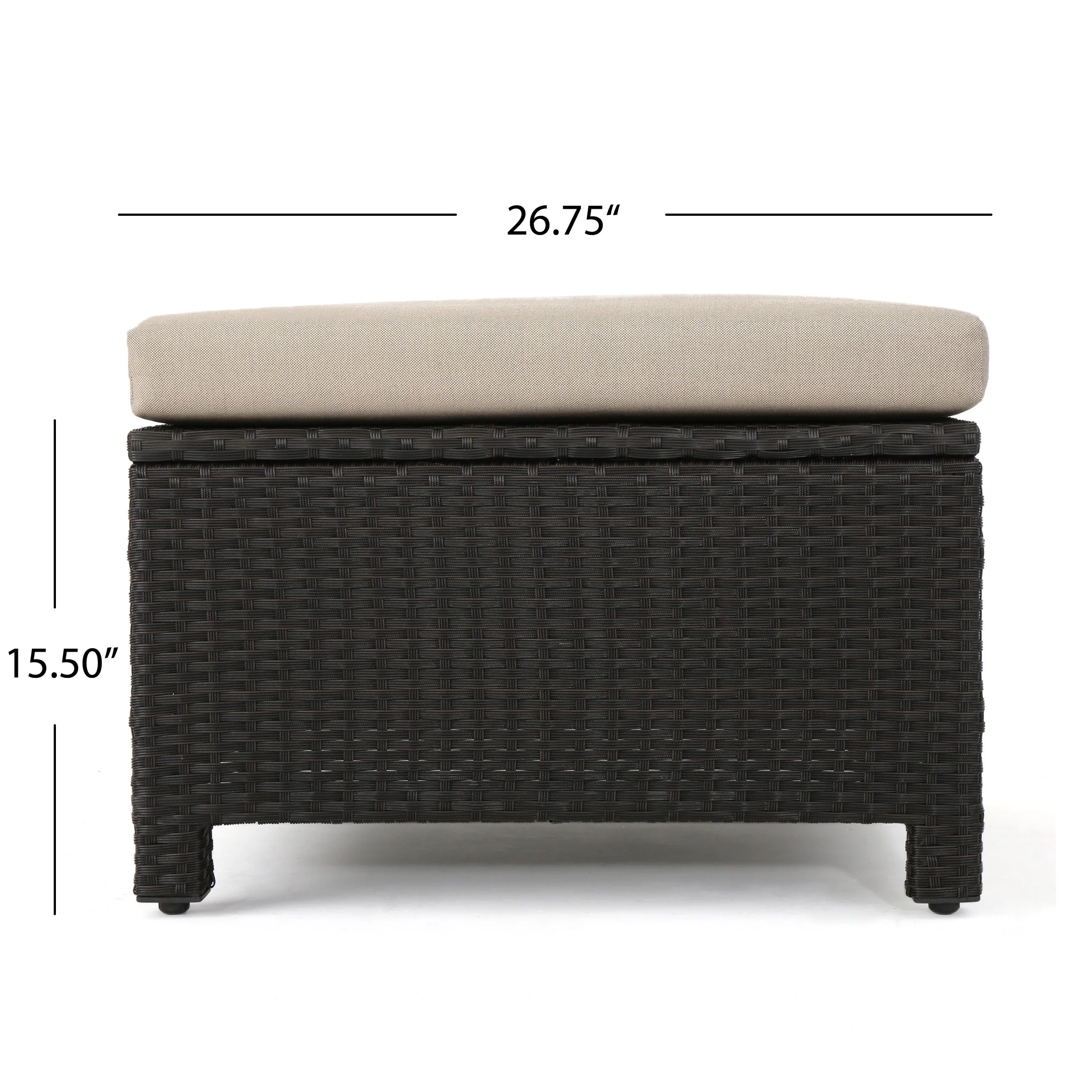 Lorita Outdoor 5-piece Dark Brown Wicker Sectional Sofa Set with Beige Cushions - furnishings